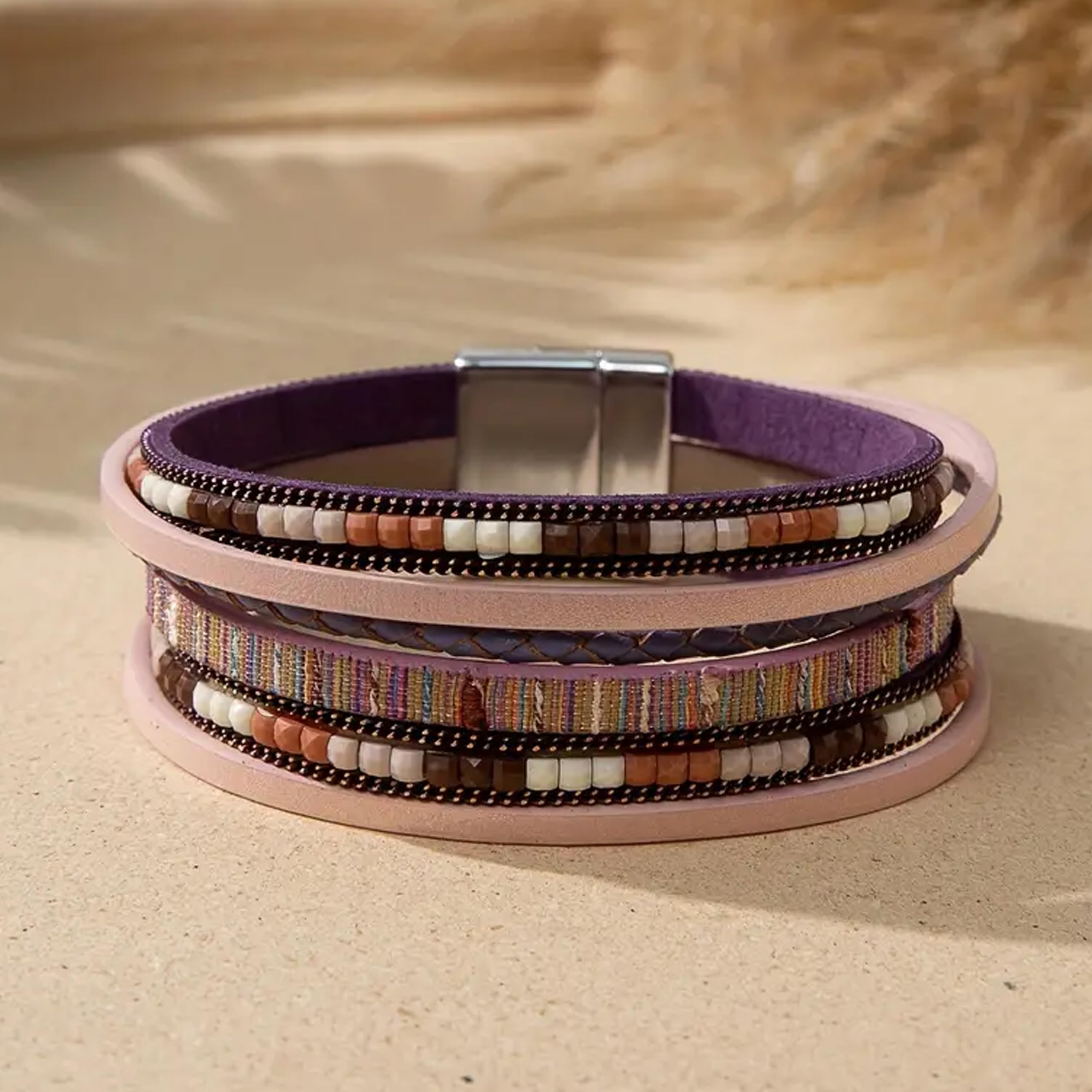 Trendy Blue Leather Wrap Bracelet for Women - Stackable Multi-Layer Cuff Western Jewelry - Perfect for Boho Outfits, Casual Wear & Festival Accessories