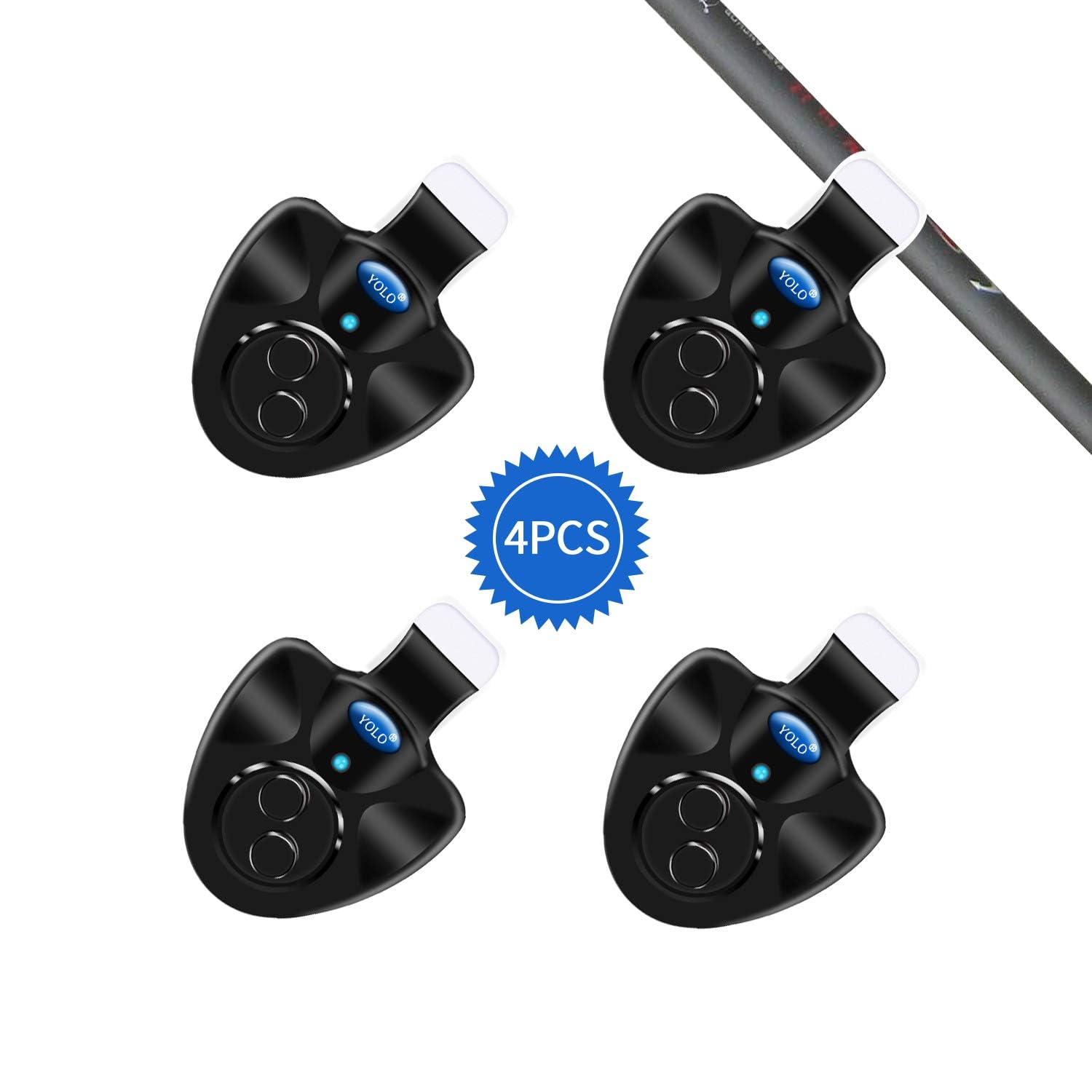 4 Pack Black LED Fishing Light Bulbs with Sound Alarm - Waterproof Underwater Fishing Lights for Night Fishing, Boat, Dock, and Ice Fishing | Durable & Bright Bait Attractor