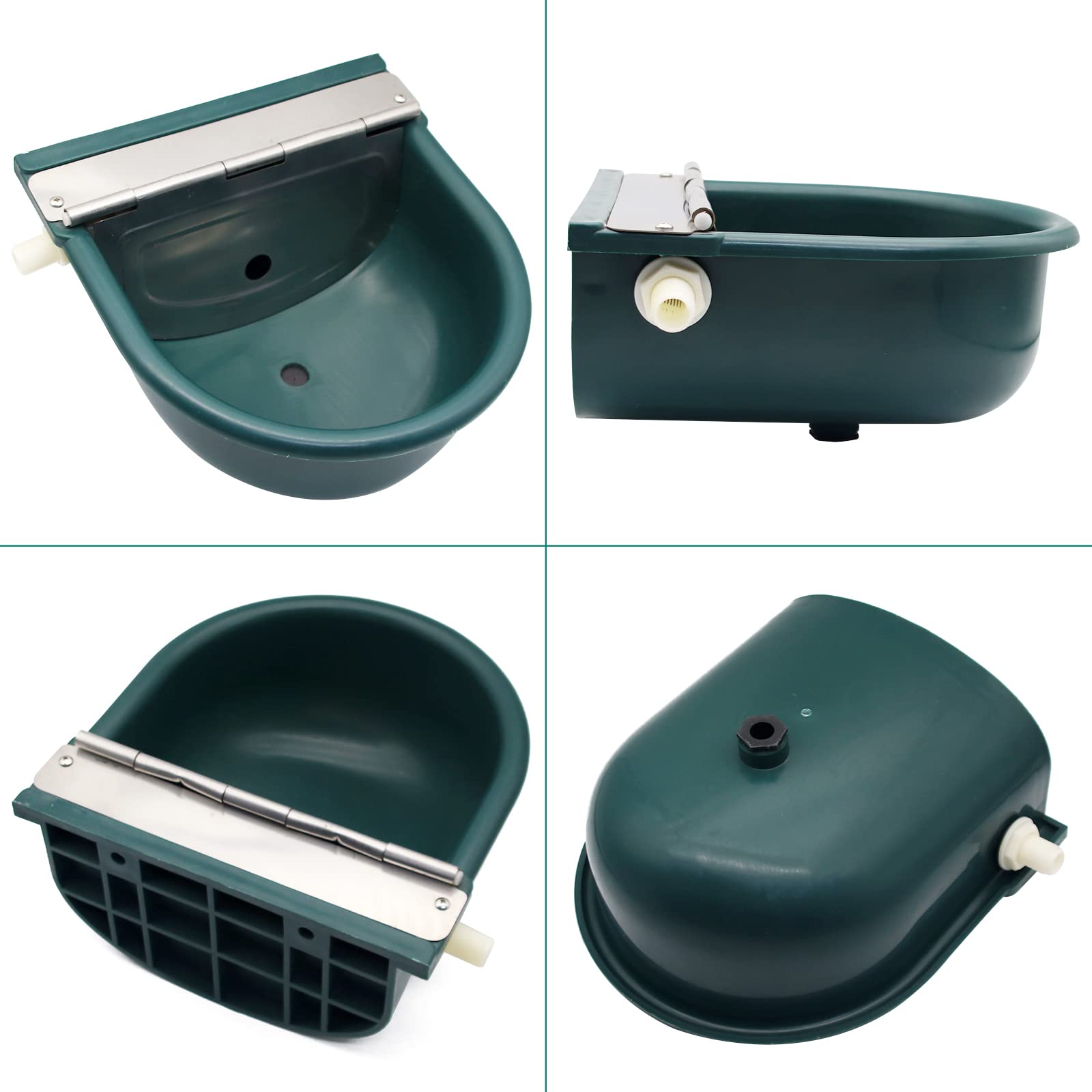 Automatic Plastic Livestock Water Bowl for Horses, Cattle, Goats, Sheep & Dogs - Farm Grade Animal Water Trough with Drainage Hole & 39.37