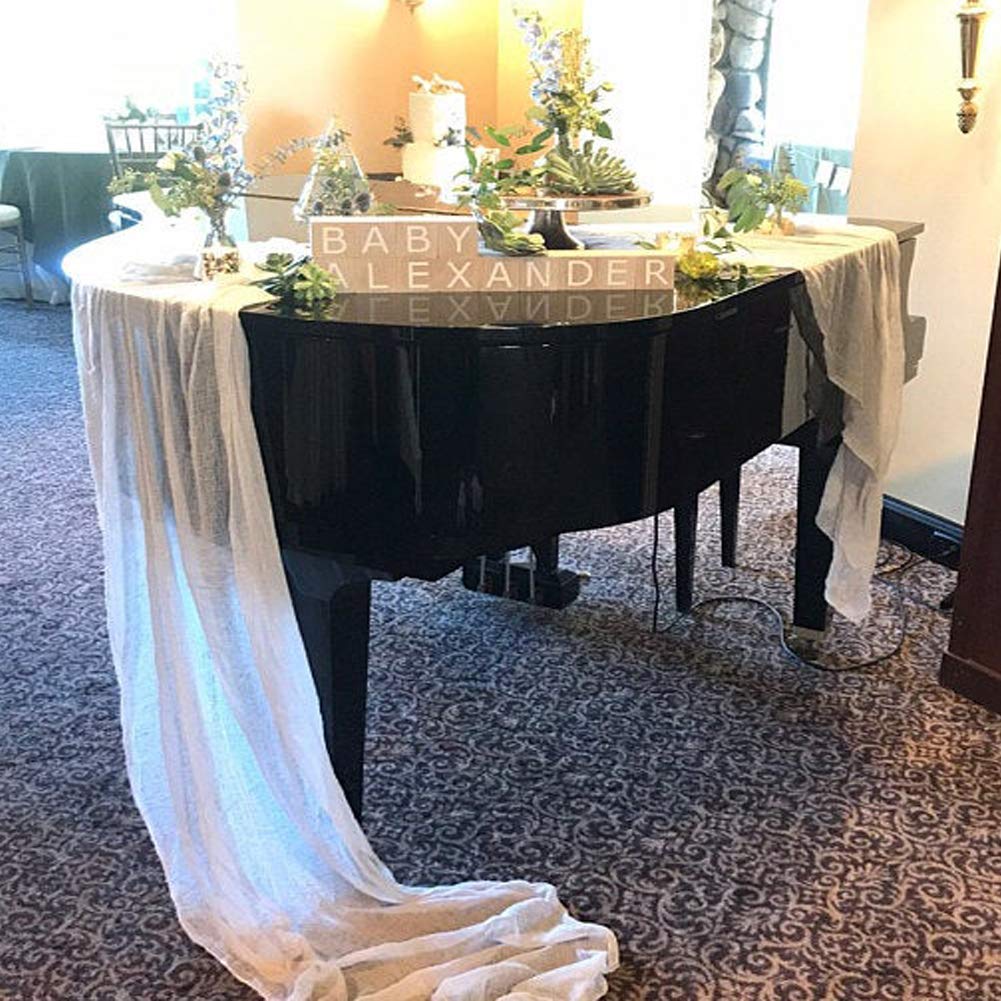 EHLDekol Premium Cheesecloth Gauze Table Runner - 13ft White Wedding Decor Arch Draping, Bridal Shower Centerpiece Runner - Perfect for Boho Weddings, Rustic Events & Party Decorations