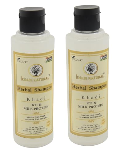 Khadi Natural K11 Milk Protein Shampoo 210ml - Herbal Hair Cleanser for Strong, Smooth & Nourished Hair | Sulfate-Free, Vegan Formula for Daily Hair Care & Scalp Health