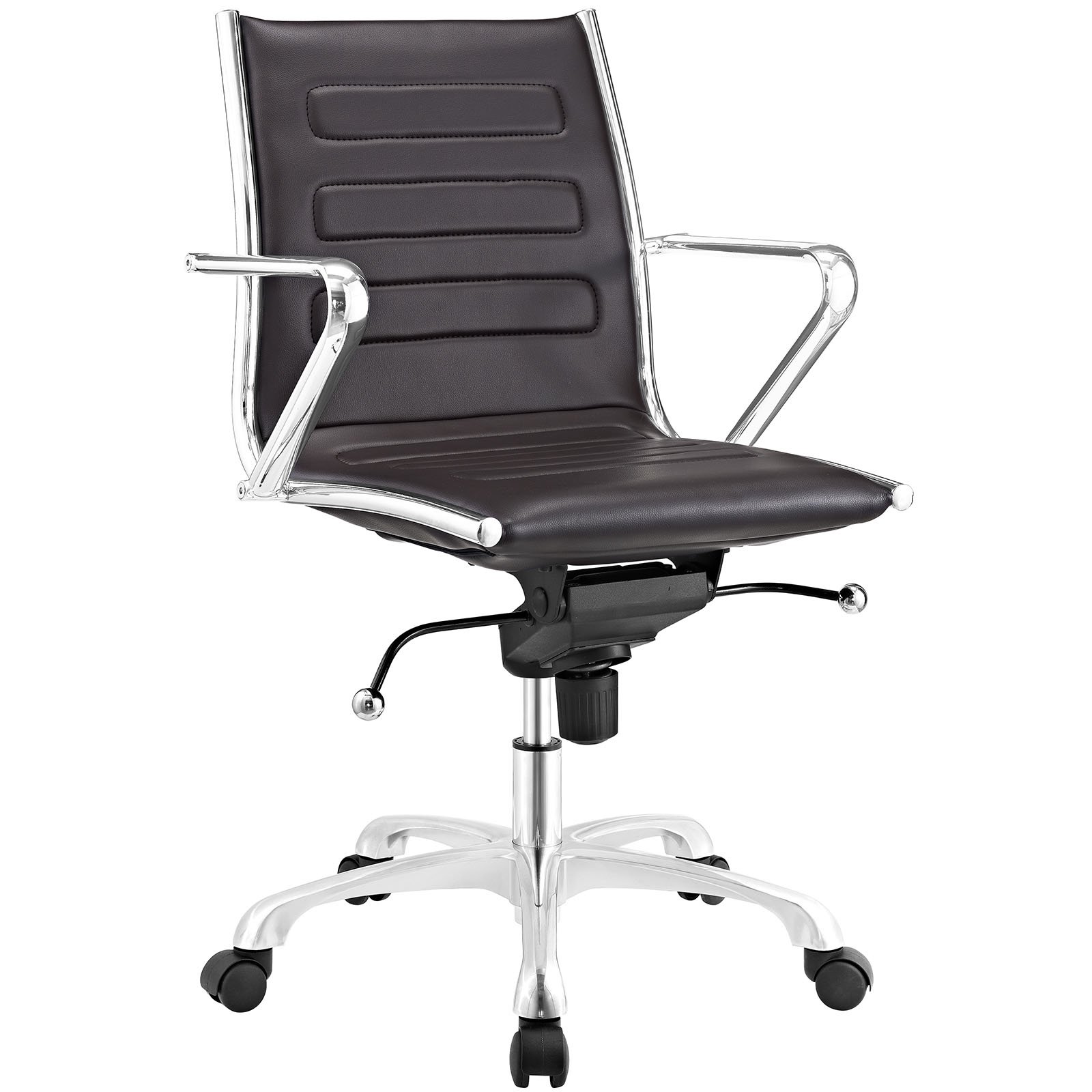 Modway Ascend Brown Faux Leather Adjustable Swivel Office Chair - Ergonomic Desk Chair for Home & Office Workspace, Gaming, Study, and Conference Room Use