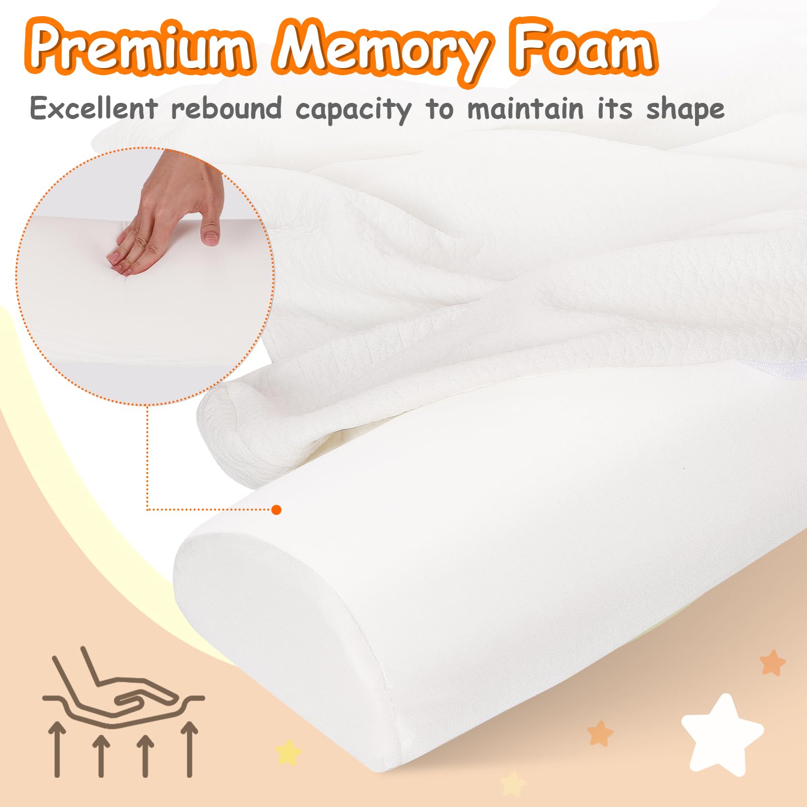 **Omzer Toddler Bed Guard Rail - Soft Foam Bed Rail with Non-Slip, Machine-Washable Cover - Safety Bed Rails for Kids & Baby - Fits King, Queen, Twin & Full Beds - Perfect for Daytime Naps & Overnight Safety**