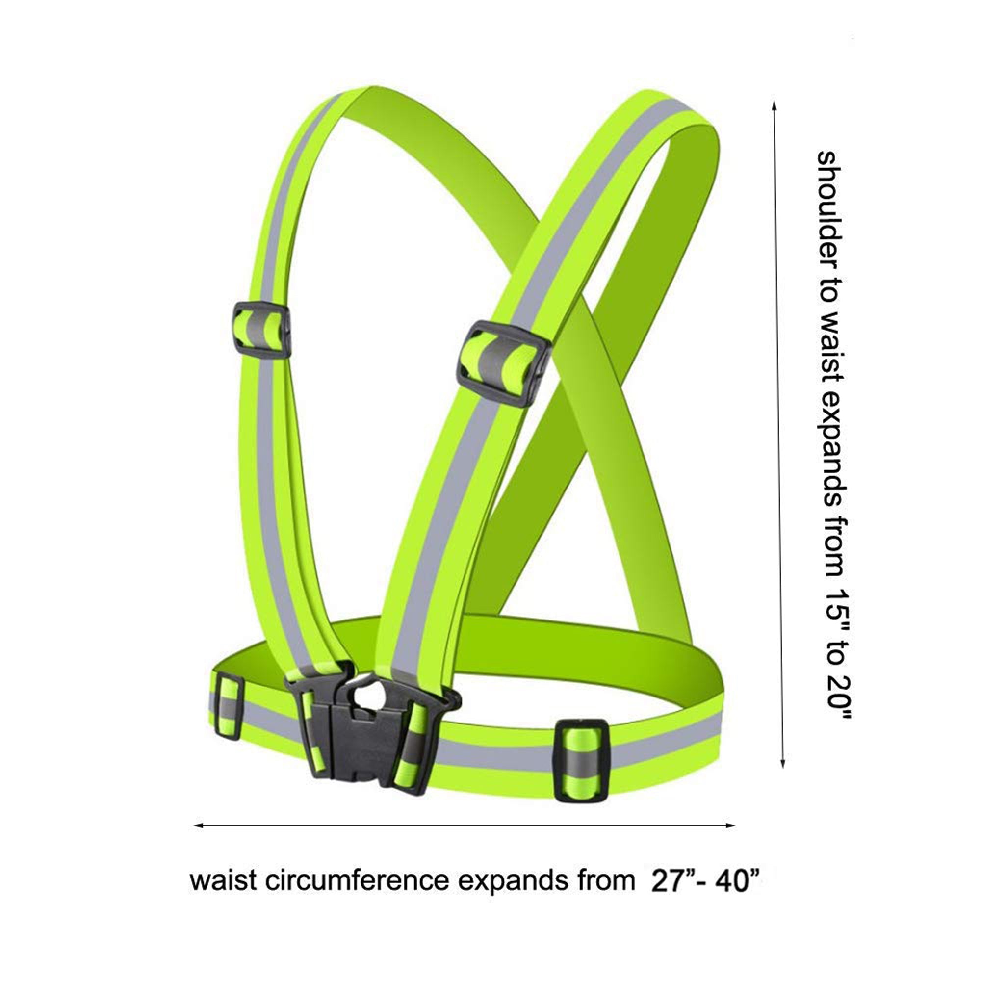 High Visibility Reflective Safety Vest with Adjustable Straps - 2 Pack Cross Belt for Running, Cycling & Construction Work
