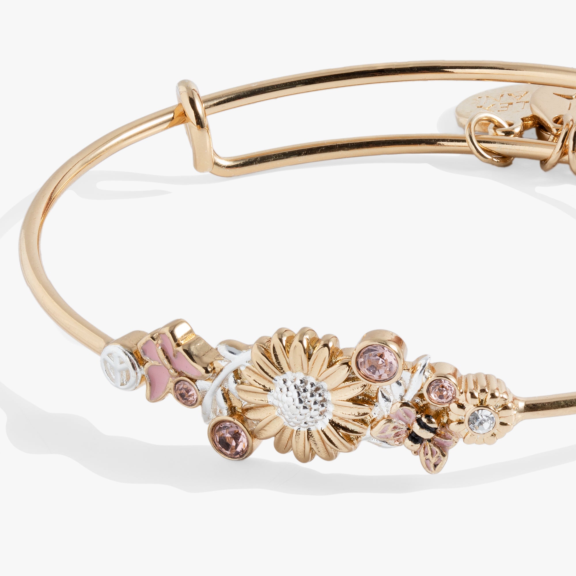Elegant Floral Inline Bangle Bracelet for Women - Fashionable Gold/Silver Adjustable Cuff - Perfect for Weddings, Parties & Everyday Wear