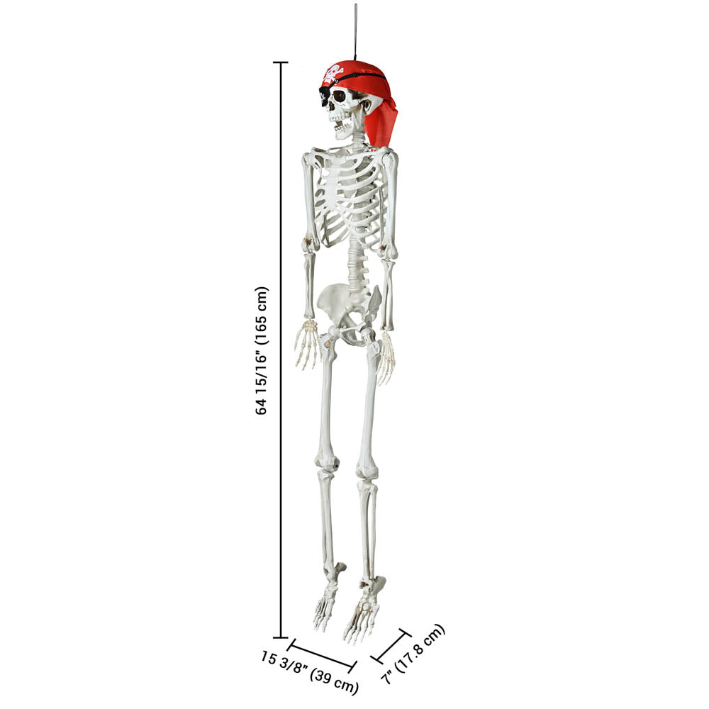 5.4ft Posable Pirate Skeleton Halloween Decoration - Realistic Outdoor Yard Decor for Halloween, Pirate Party, Haunted House & Themed Events