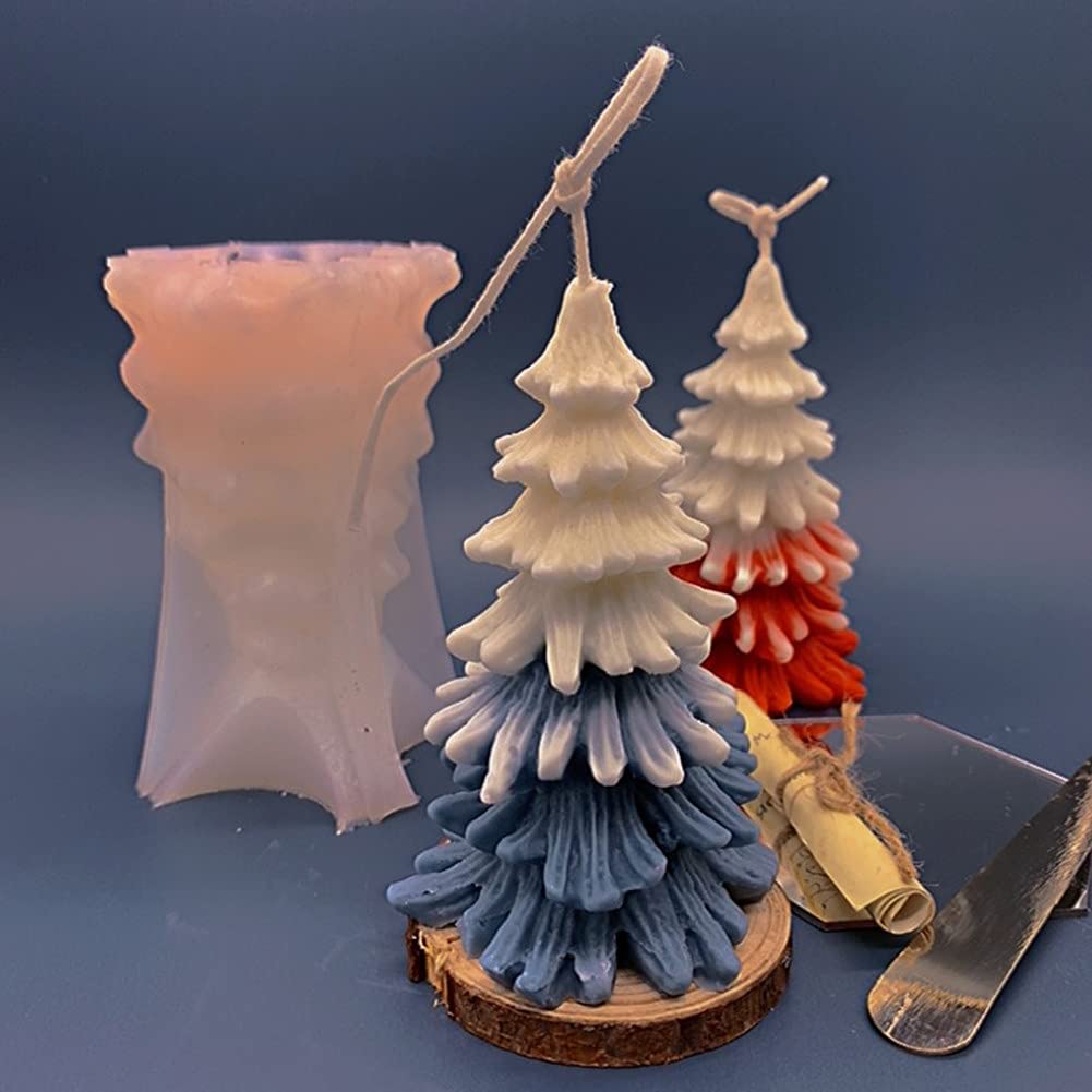 3D Christmas Tree Silicone Molds for Candle, Soap, Fondant & Chocolate Making - DIY Holiday Baking & Cake Decorating Supplies - Perfect for Xmas, Home Decor & Gift Crafting