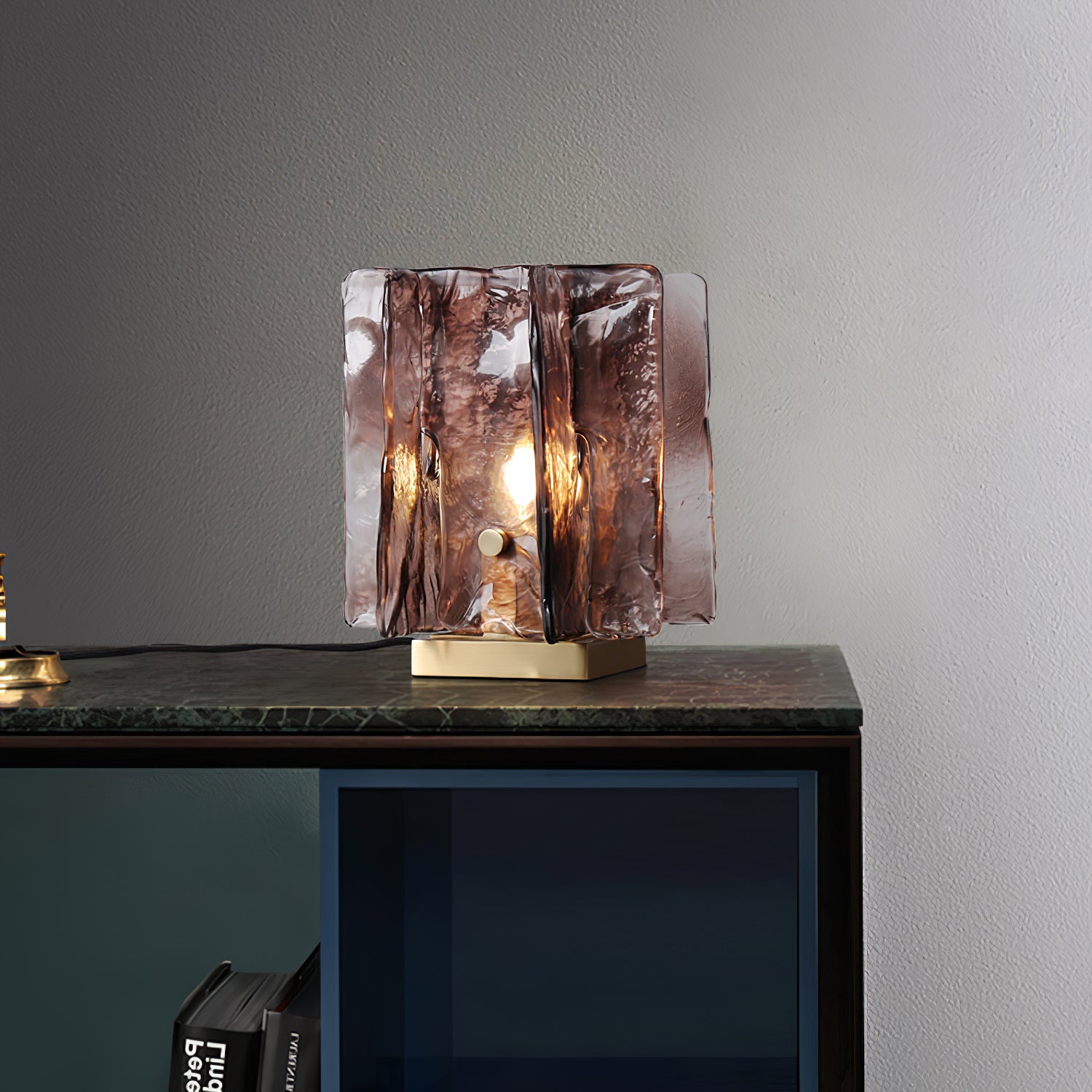 Amber LED Building Block Table Lamp - Modern Nightstand Light for Bedroom, Office, and Kids Room Decor - Perfect for Reading, Relaxing, and Creating Cozy Atmosphere