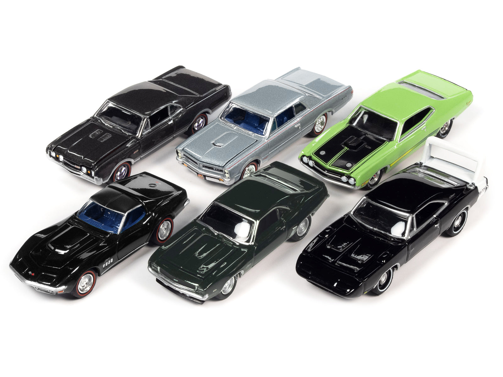 Johnny Lightning 1/64 Scale Diecast Muscle Cars USA 2022 Set B - 6 Piece Collectible Model Cars for Display, Gifts & Racing Enthusiasts