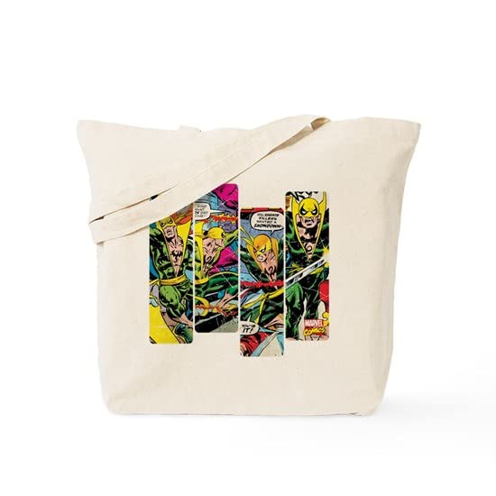 Marvel Iron Fist Panels Canvas Tote Bag - Reusable Natural Shopping Bag for Groceries, Beach & Comic Con