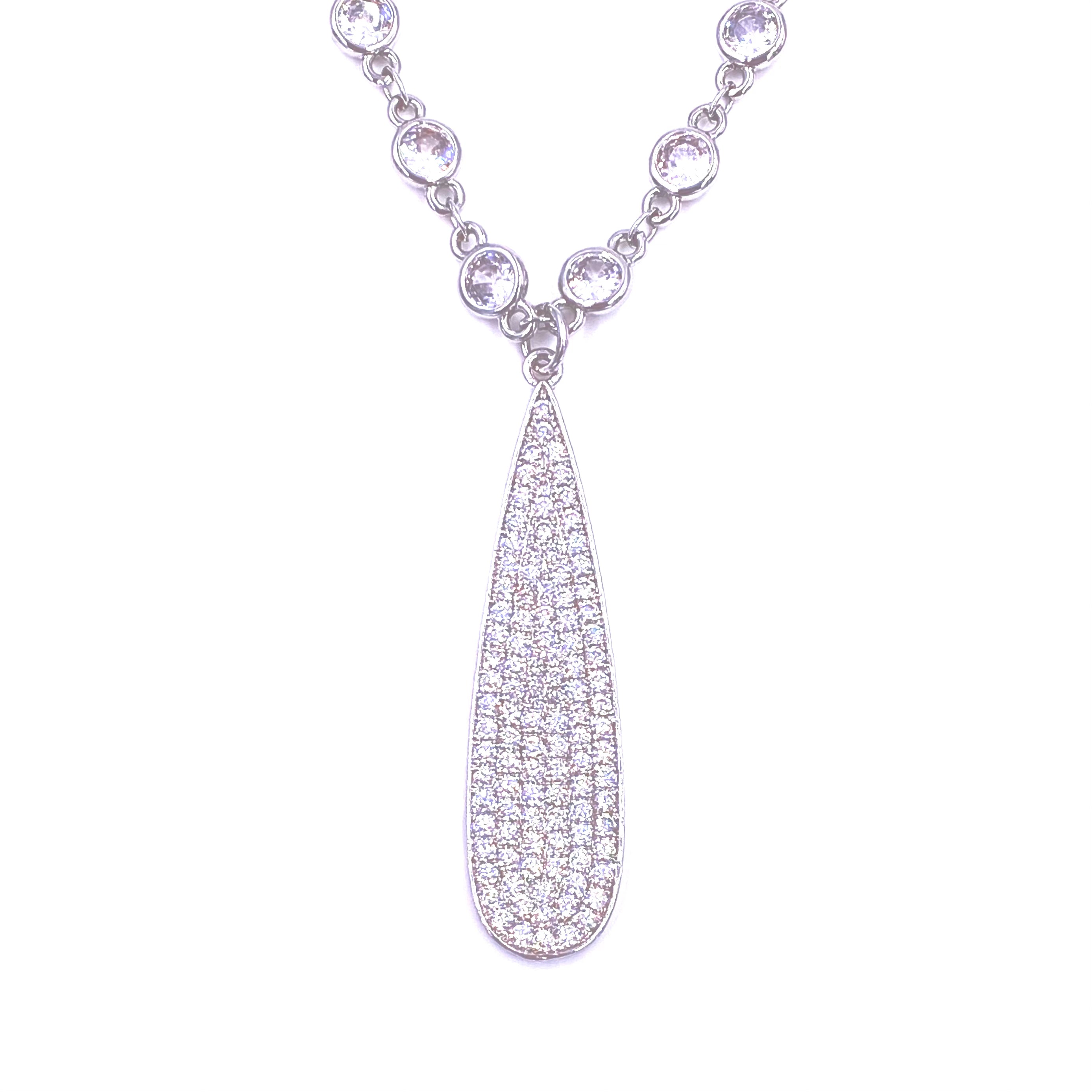 Ashley Gold Stainless Steel CZ Teardrop Necklace - Elegant Cubic Zirconia Jewelry for Women | Perfect for Weddings, Parties & Everyday Wear