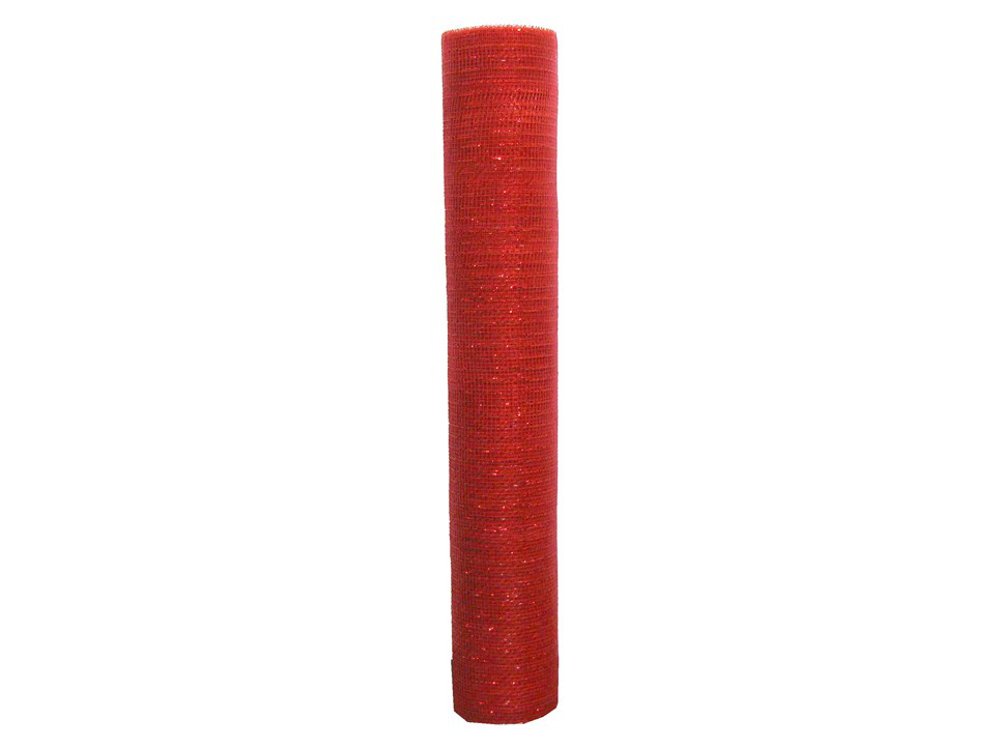 Poly Deco Mesh Ribbon - Red & Metallic Red, 18 Inch x 15 Feet | Decorative Gift Wrapping, Christmas Tree Decor, Party & Wedding DIY Crafts