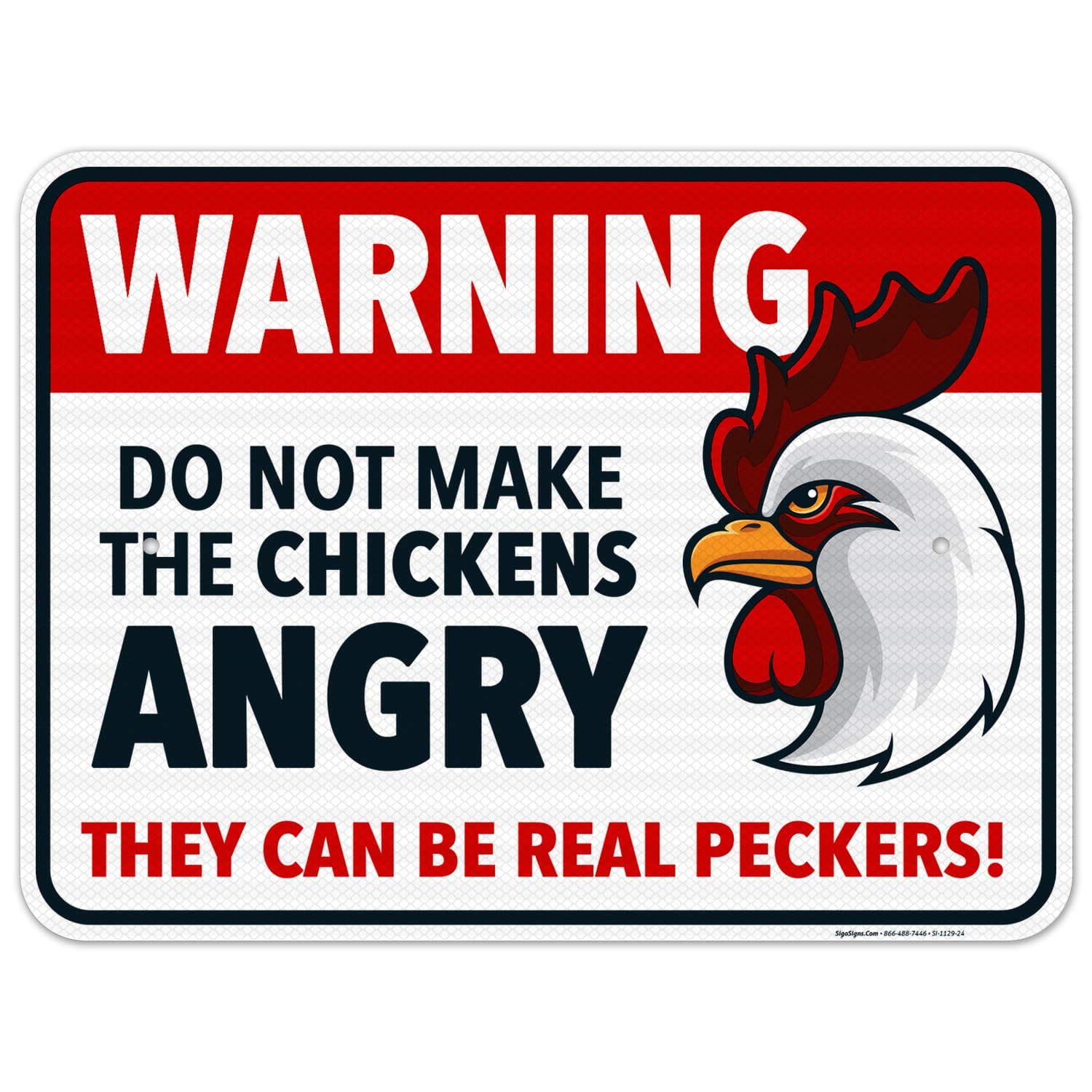 Funny Chicken Coop Sign - Warning Do Not Make The Chickens Angry - 18x24 Inches Reflective Aluminum Sign - 3M EGP .080 Fade Resistant - Indoor/Outdoor Use - Easy Mounting - Made in USA - Perfect for Farmhouse Decor, Backyard Chicken Coops & Poultry Enthusiasts