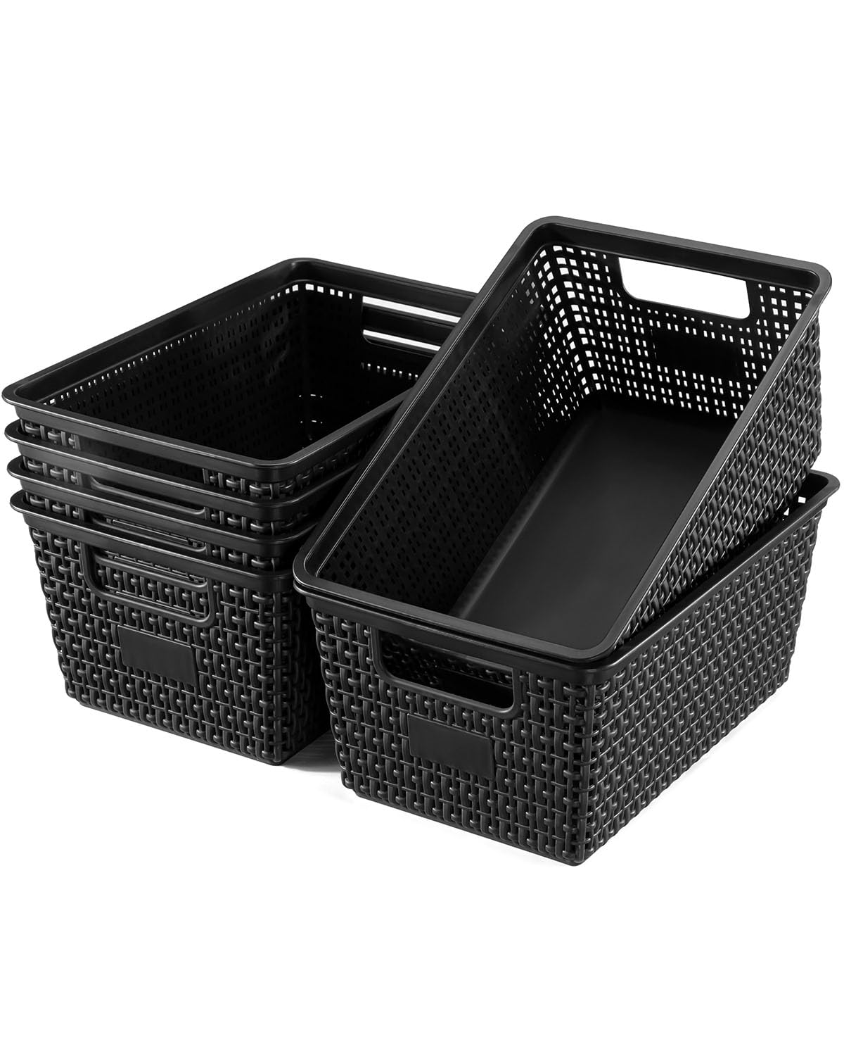 6-Pack Plastic Storage Baskets - Organize Shelves, Drawers & Desks for Home/Office
