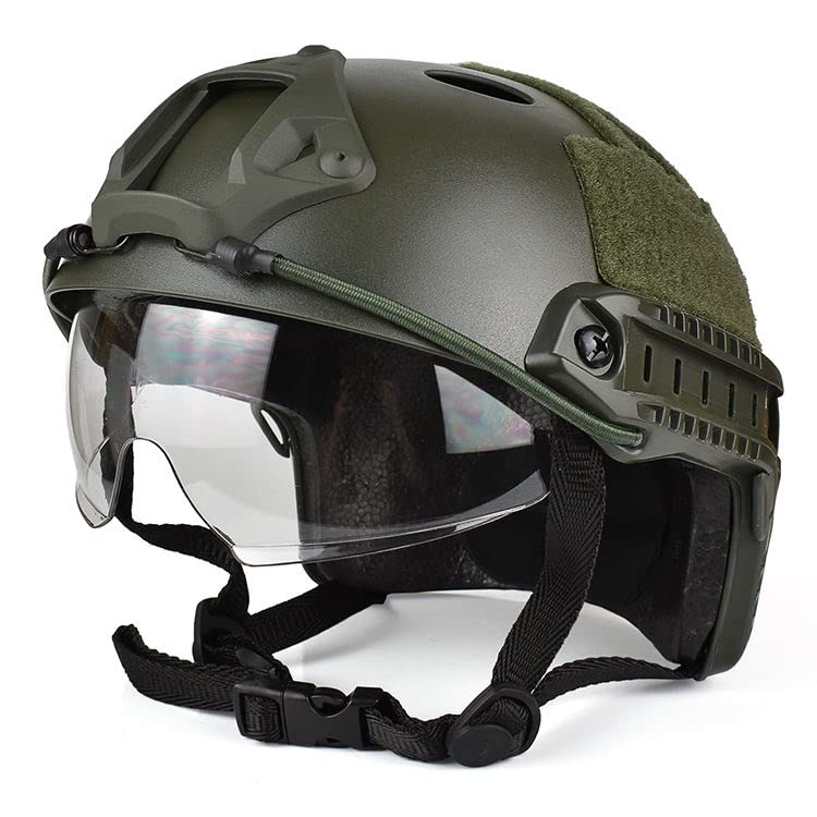 Tactical Airsoft Helmet - Fast PJ Style with Goggles, NVG Mount & Side Rails for Airsoft, Paintball, Military Simulation & Outdoor Combat Training