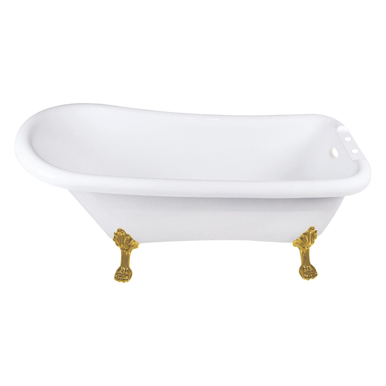 Aqua Eden VT7DE672826WAC7 67-Inch Acrylic Classic Flat Rim Freestanding Clawfoot Bathtub with 7-Inch Faucet Holes - Glossy White & Brushed Brass Finish | Perfect for Vintage Bathroom Decor, Spa Retreats, and Luxury Master Bathrooms