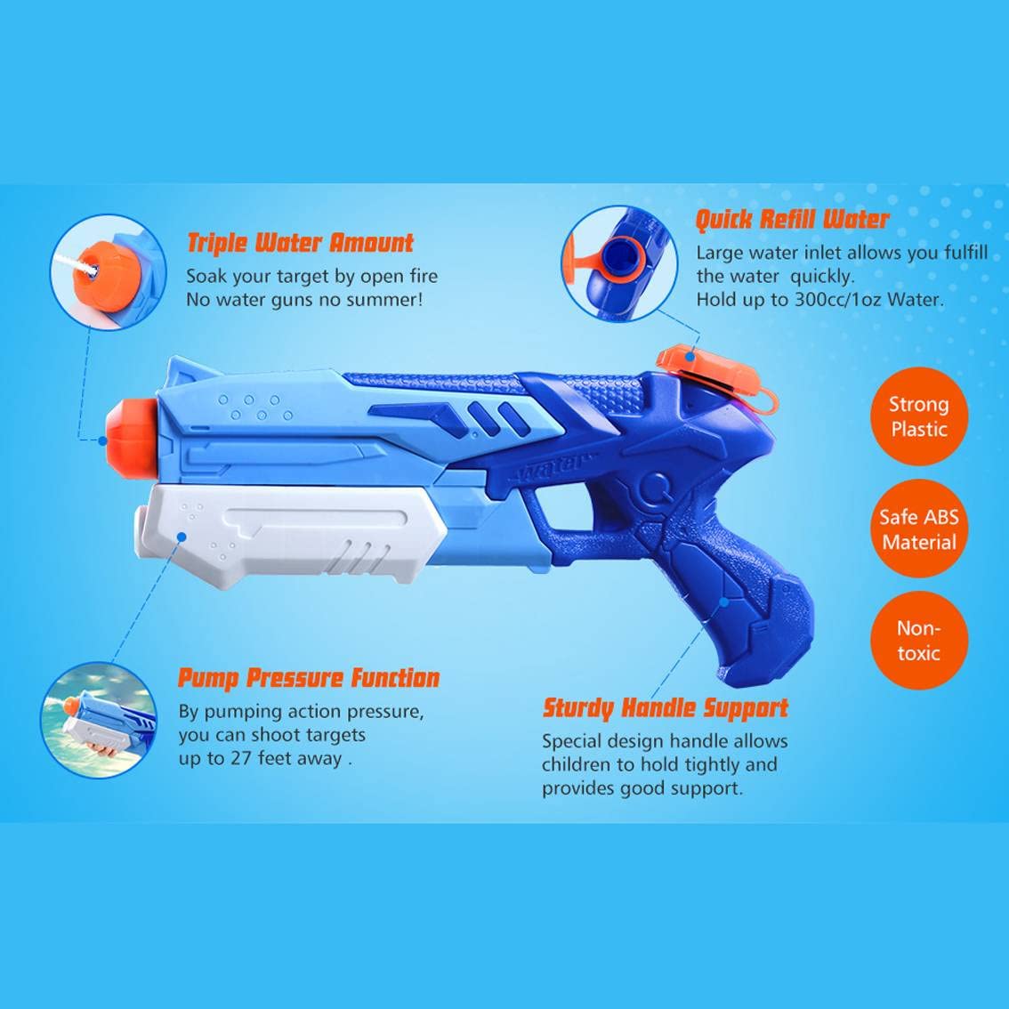 2PCS Kids Water Spray Gun Toy - Summer Fun Pool & Beach Water Game for Outdoor Play and Backyard Parties