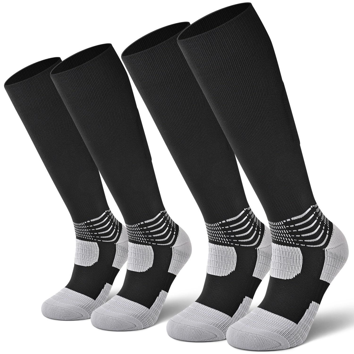 IRAMY Compression Soccer Socks - Ankle Support Socks with Coolmax Technology for Moisture Wicking & Anti-Slip Grip - Football Baseball Softball Athletic Socks (1/2/3 Packs) - Ideal for Training, Games & Sports Performance