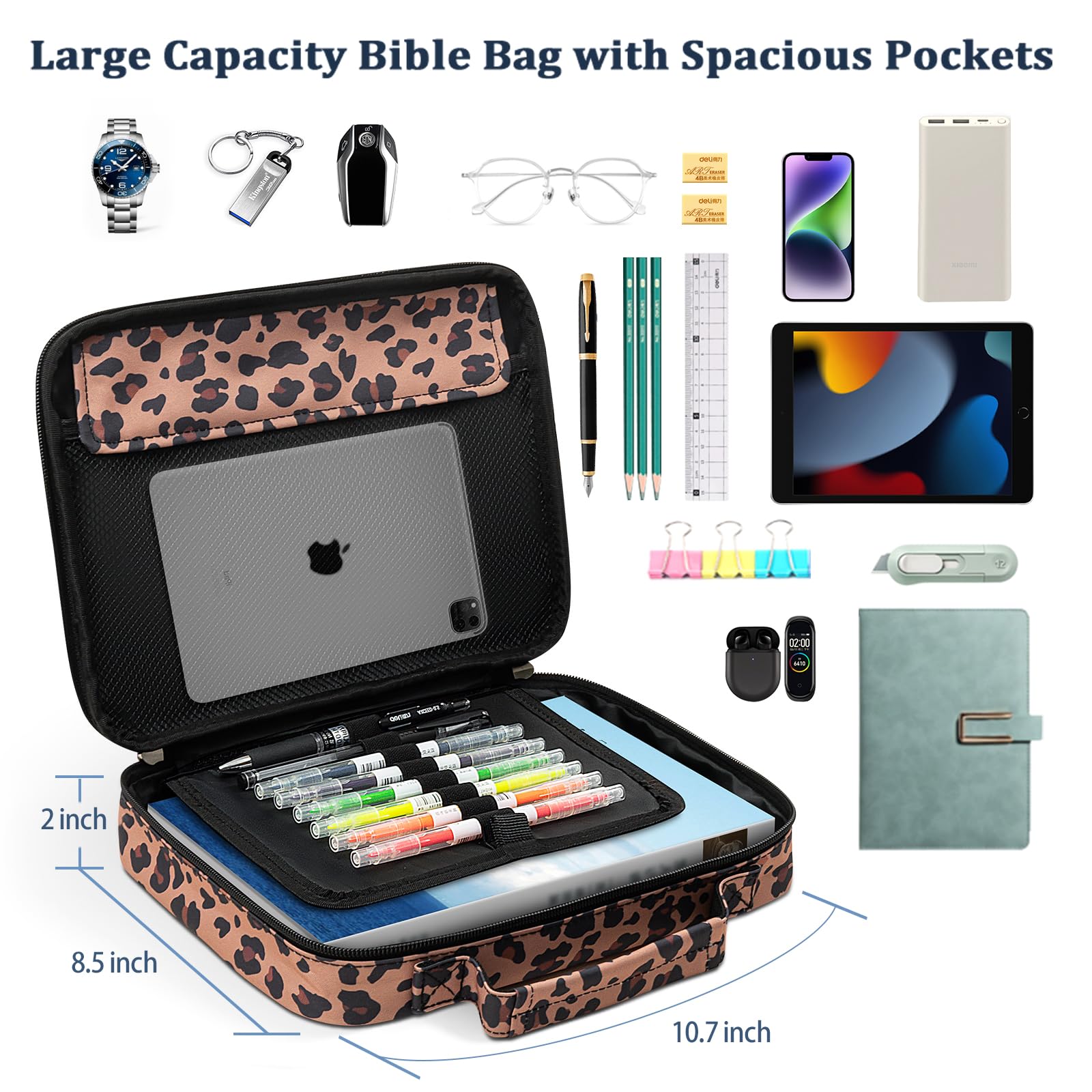 HAWGON Bible Cover for Women & Men - Multi-Functional Large Book Organizer with Detachable Pen Slots | Durable Bible Case for Church, Office & Travel | Perfect Bible Study Supplies for Daily Devotion & Gift Giving