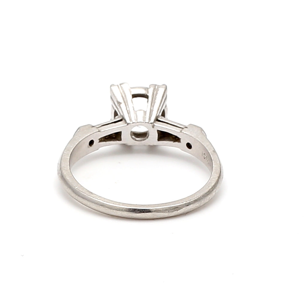 0.04 Carat Round & Tapered Baguette Diamond Platinum Semi Mount Ring - Elegant Wedding Band, Engagement Ring Setting for Bridal Jewelry & Special Occasions