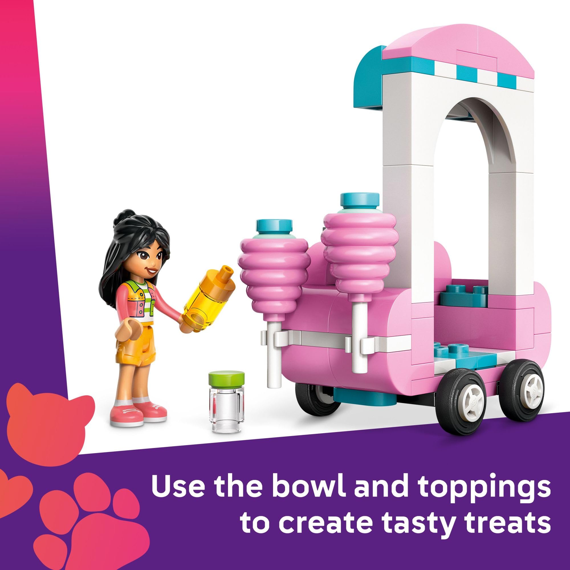 **LEGO Friends Cotton Candy Stand and Scooter Building Toy Set for Kids Ages 6+ - Pretend Play with 2 Minidolls, Wheelable Food Cart & Accessories - Perfect Birthday Gift for Girls & Boys - Creative Play for Parties & Playdates - 42643**