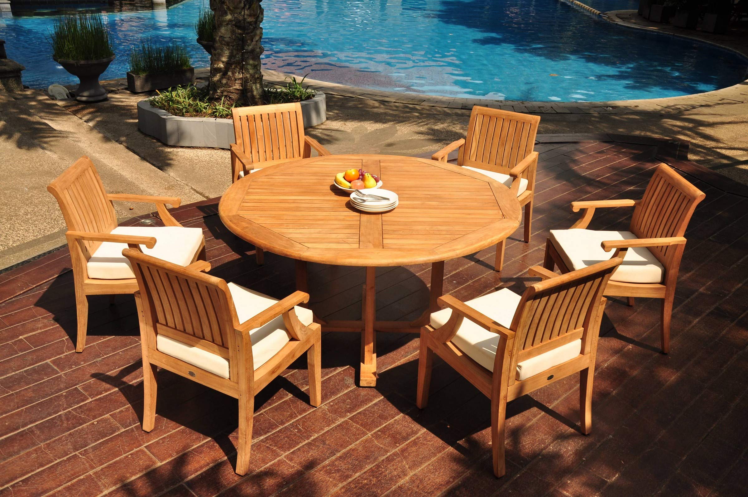Premium 6-Piece Teak Wood Dining Set with 60
