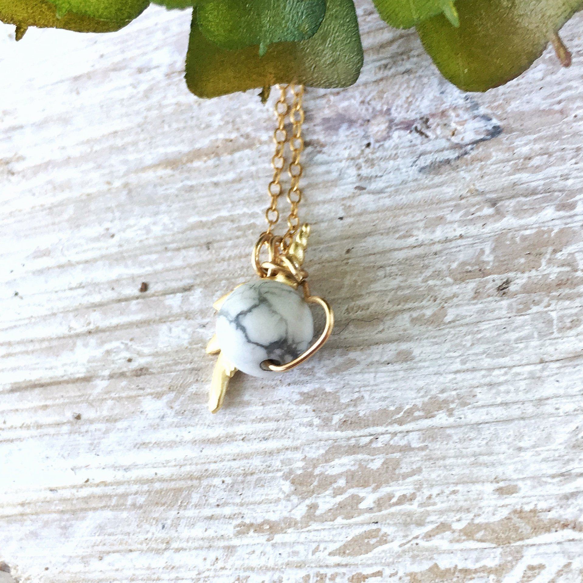 White Howlite Necklace with Unicorn Charm - 14K Gold Filled Pendant for Women & Girls - Perfect for Birthdays, Gifts & Spiritual Healing Jewelry