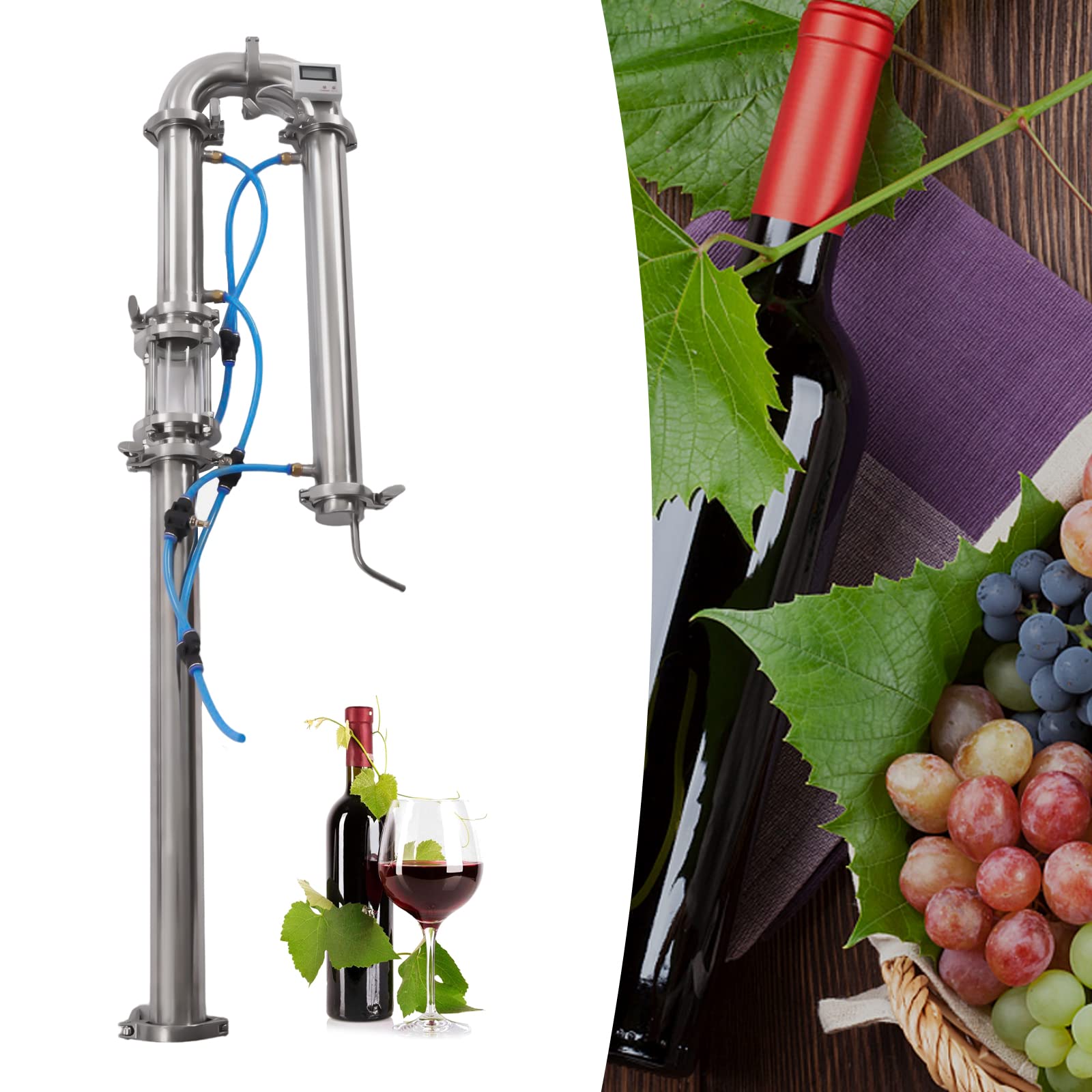 Premium 2-Inch Stainless Steel Moonshine Distiller with Sight Glass - Home Brewing Kit for Whiskey, Vodka & Essential Oils | Perfect for DIY Alcohol Distillation, Craft Brewing & Aromatherapy