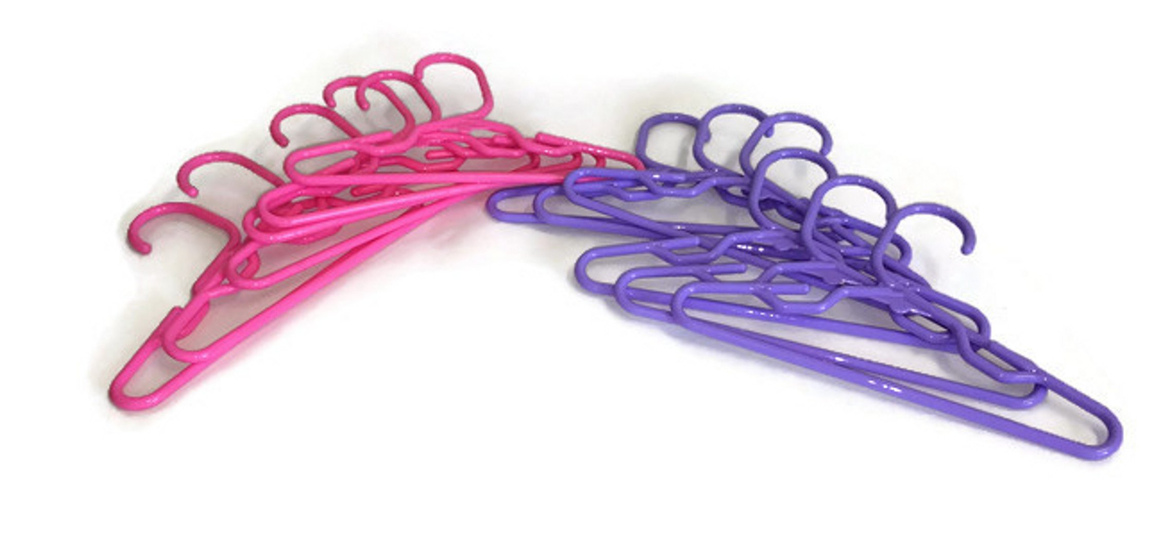 12-Pack Doll Hangers Set - 6 Lavender & 6 Pink Plastic Hangers for 18 Inch Doll Clothes | Perfect for American Girl Doll Wardrobe Organization & Playroom Storage