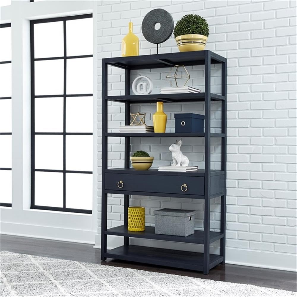 Liberty Furniture INDUSTRIES Midnight Black Accent Bookcase - Modern Industrial Style Bookshelf for Living Room, Bedroom & Office Storage