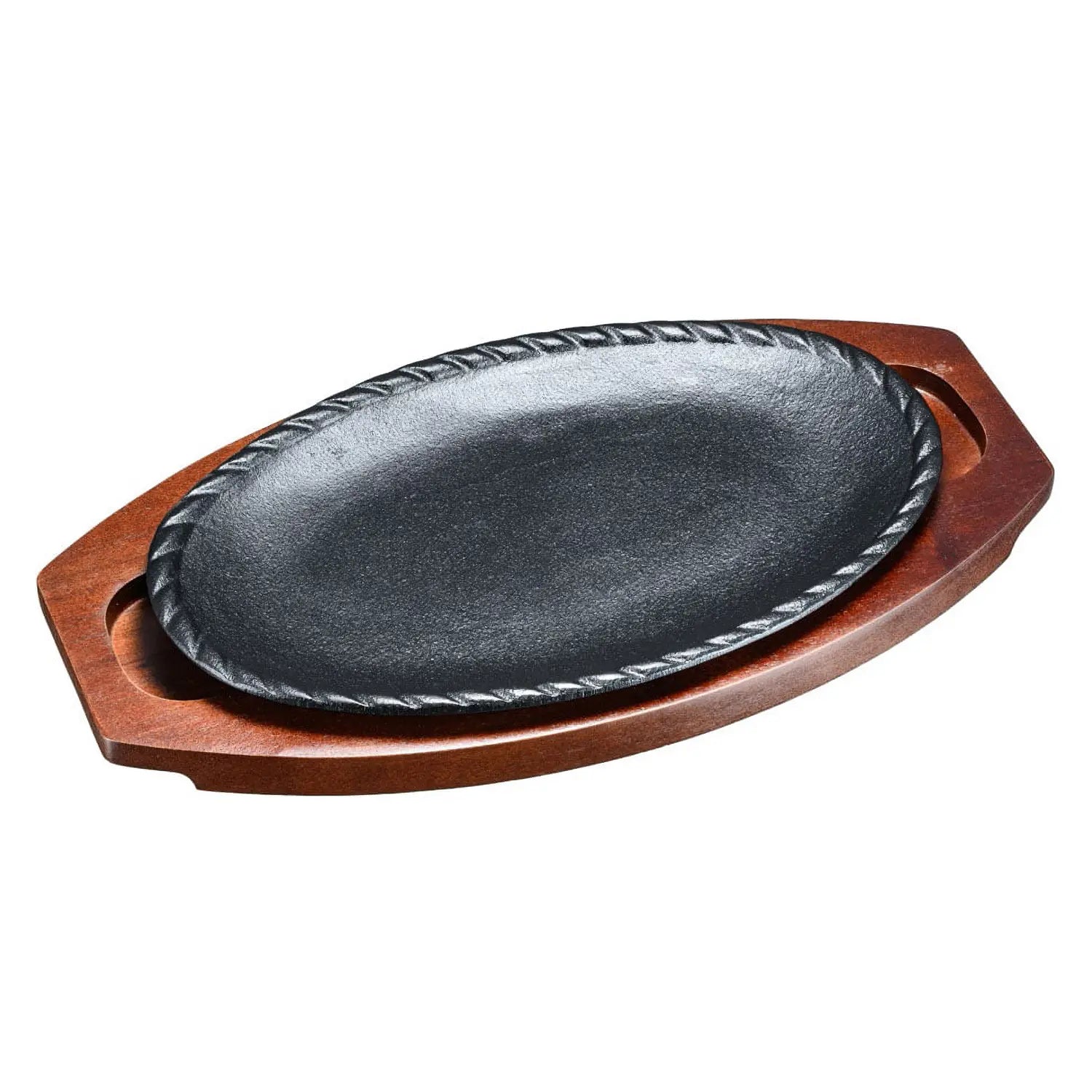 Asahi Premium Cast Iron Sizzler Platter - 12 Inch Japanese Grill Plate for Steak, Fajitas & Sushi - Perfect for Restaurants, BBQs & Home Cooking
