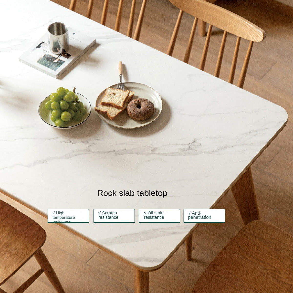 Solid Oak Wood Modern Rocking Dining Table - Perfect for Farmhouse, Rustic & Contemporary Dining Rooms