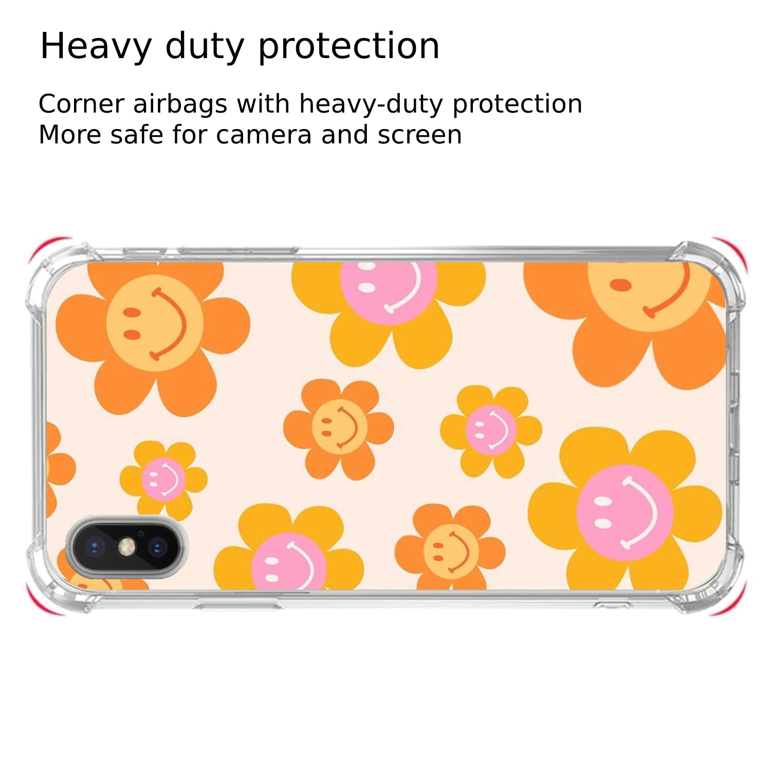 Hippie Smiley Face Flower Daisy Phone Case for iPhone Xs/X - Cute Aesthetic Protective Cover for Girls, Women | Perfect for Music Festivals, Boho Style, Summer Outfits