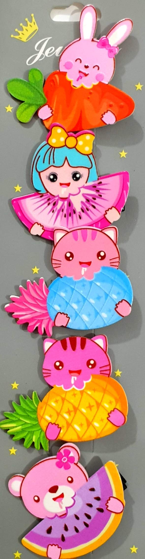 HOMEMATES 5pcs Cute Fruit Cat Girl Hair Clips Set - Colorful Barrettes for Toddler Girls, Kids Hair Accessories - Perfect for School, Parties & Daily Wear