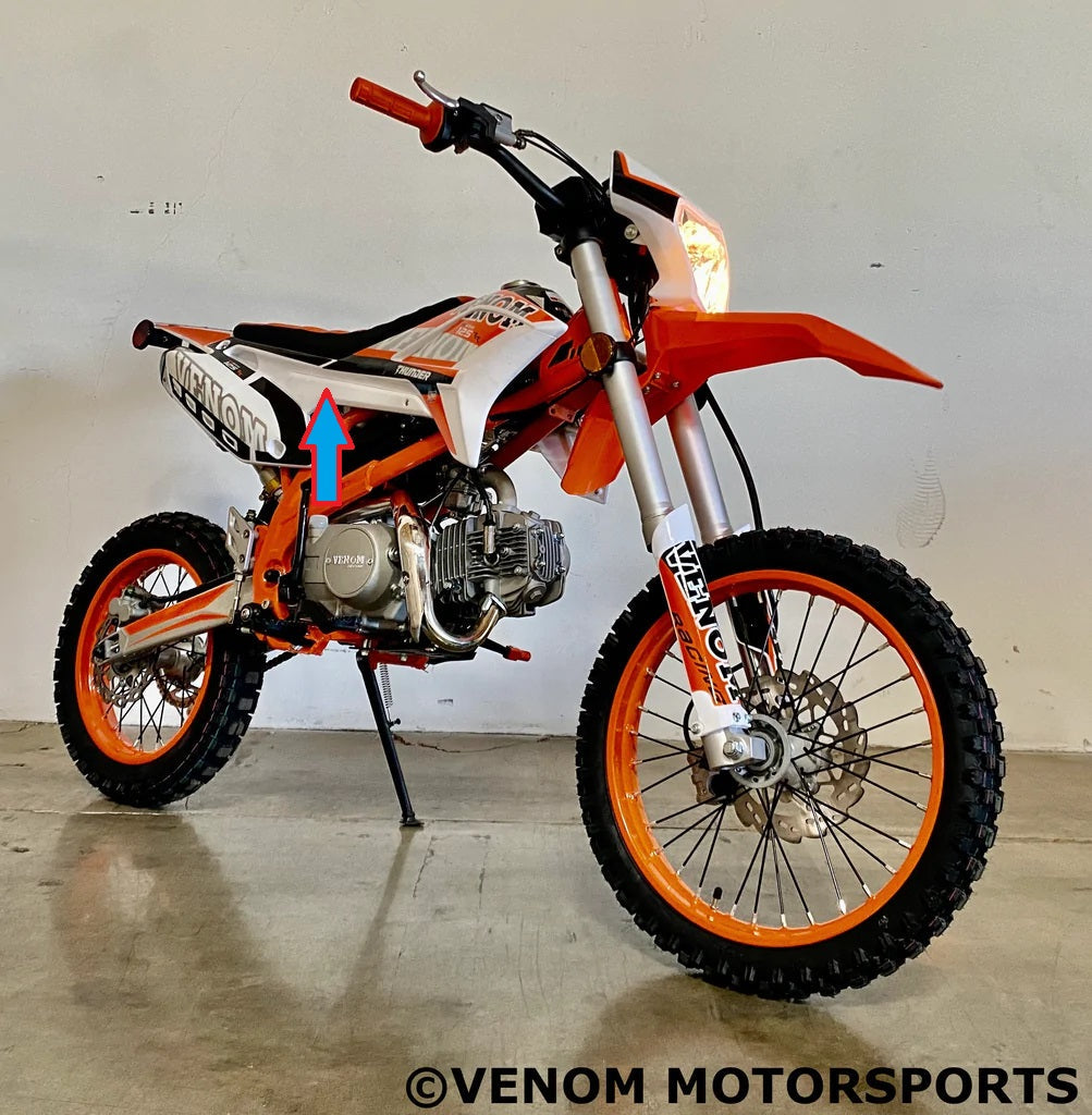 Venom Thunder 125cc Dirt Bike Right Middle Side Plastic Panel (Part# 301050002001) - Replacement Body Cover for Off-Road Motorcycle Maintenance & Repair