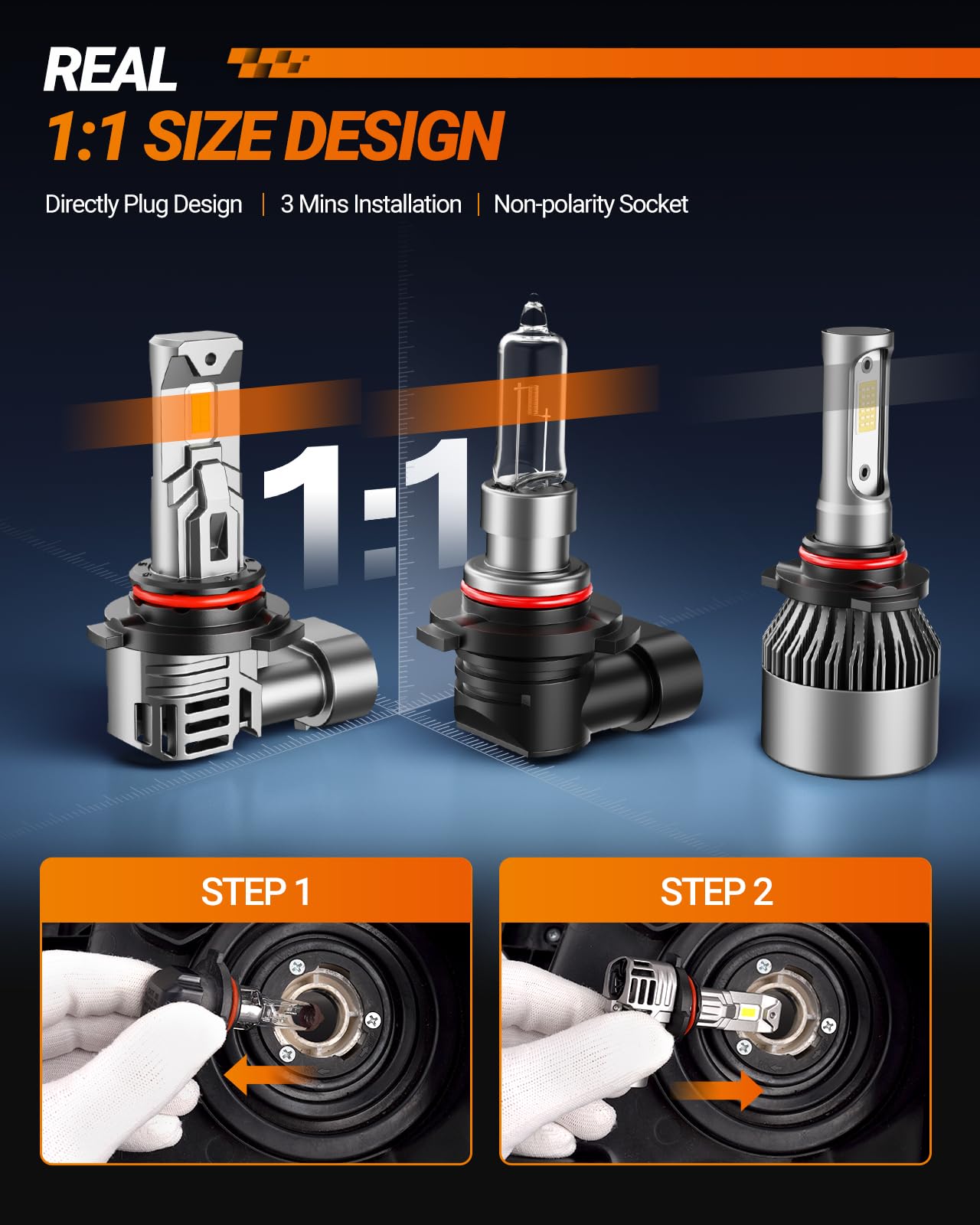 SEALIGHT 2024 Newest 9005 9006 LED Bulbs Combo - 40000LM HB3 HB4 Fog Lights 6500K White with Cooling Fan - 1:1 Mini Size for Powersports ATV/UTV - Plug & Play - Pack of 4 - Perfect for Off-Roading, Night Driving & Foggy Conditions