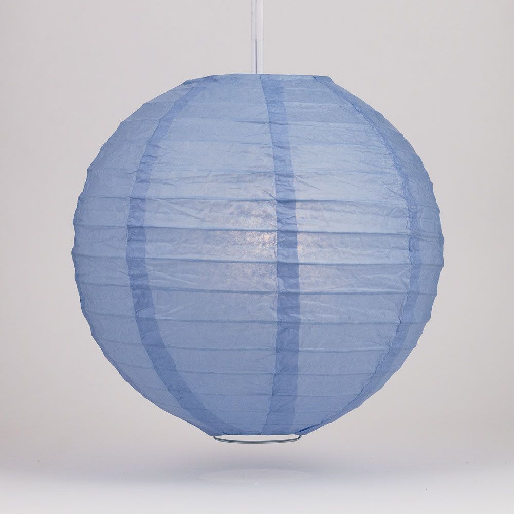 30 Serenity Blue Jumbo Round Paper Lanterns with Even Ribbing - Party Decorations for Weddings, Baby Showers & Home Decor (Value Pack)
