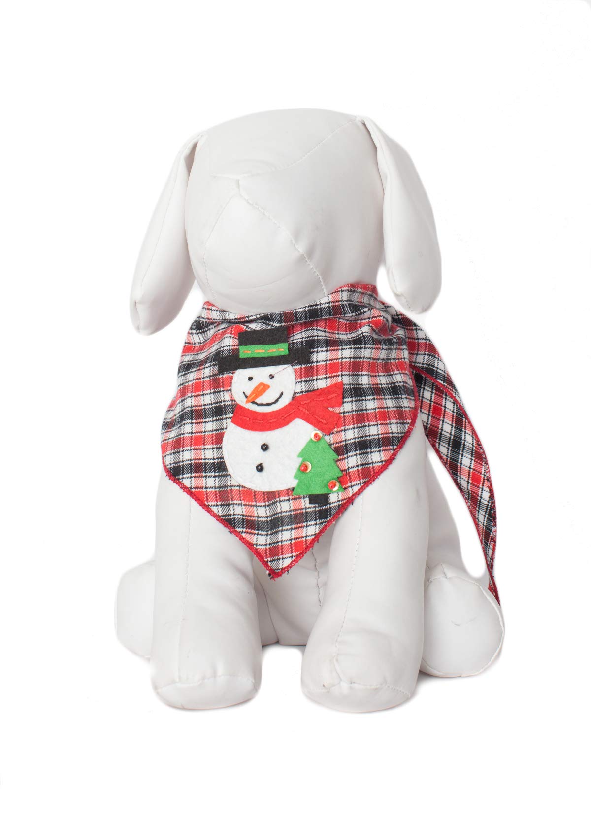 Christmas Dog Bandanas for Medium to Large Dogs - Frosty The Snowman Designer Applique - 100% Cotton Pet Bandana - Perfect for Holiday Photos & Festive Outfits