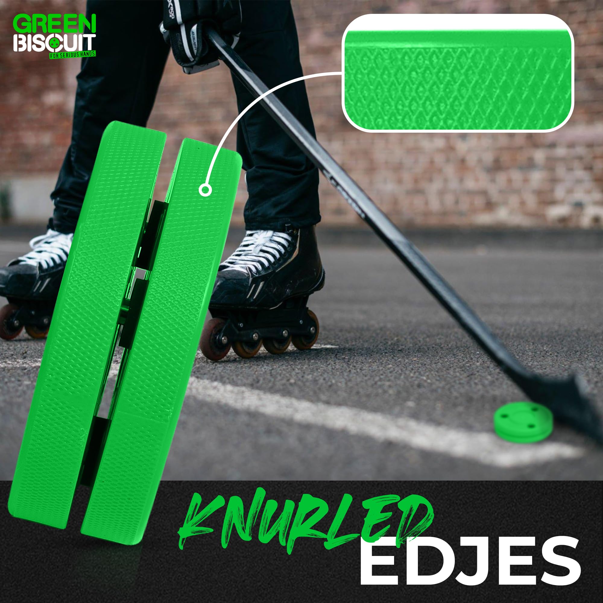 Green Biscuit Bucket 15-Pack Original Street Hockey Pucks - Improve Stickhandling & Passing Skills - Official NHL-Style Training Pucks with Free GB Sticker - Perfect for Outdoor Hockey Practice & Backyard Drills