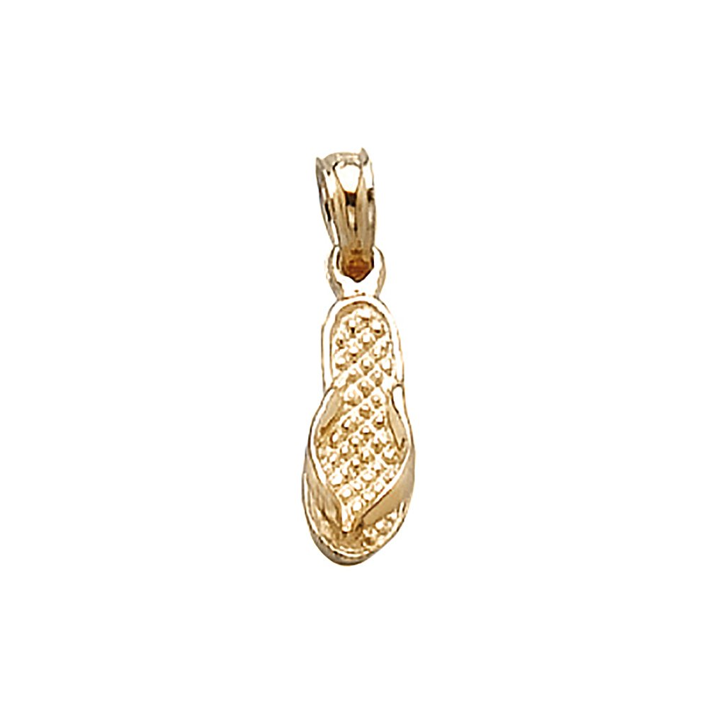 14k Yellow Gold Beach Charm Pendant - Single Flip Flop Sandal Jewelry for Women | Perfect for Summer Vacations, Beach Weddings & Tropical Getaways