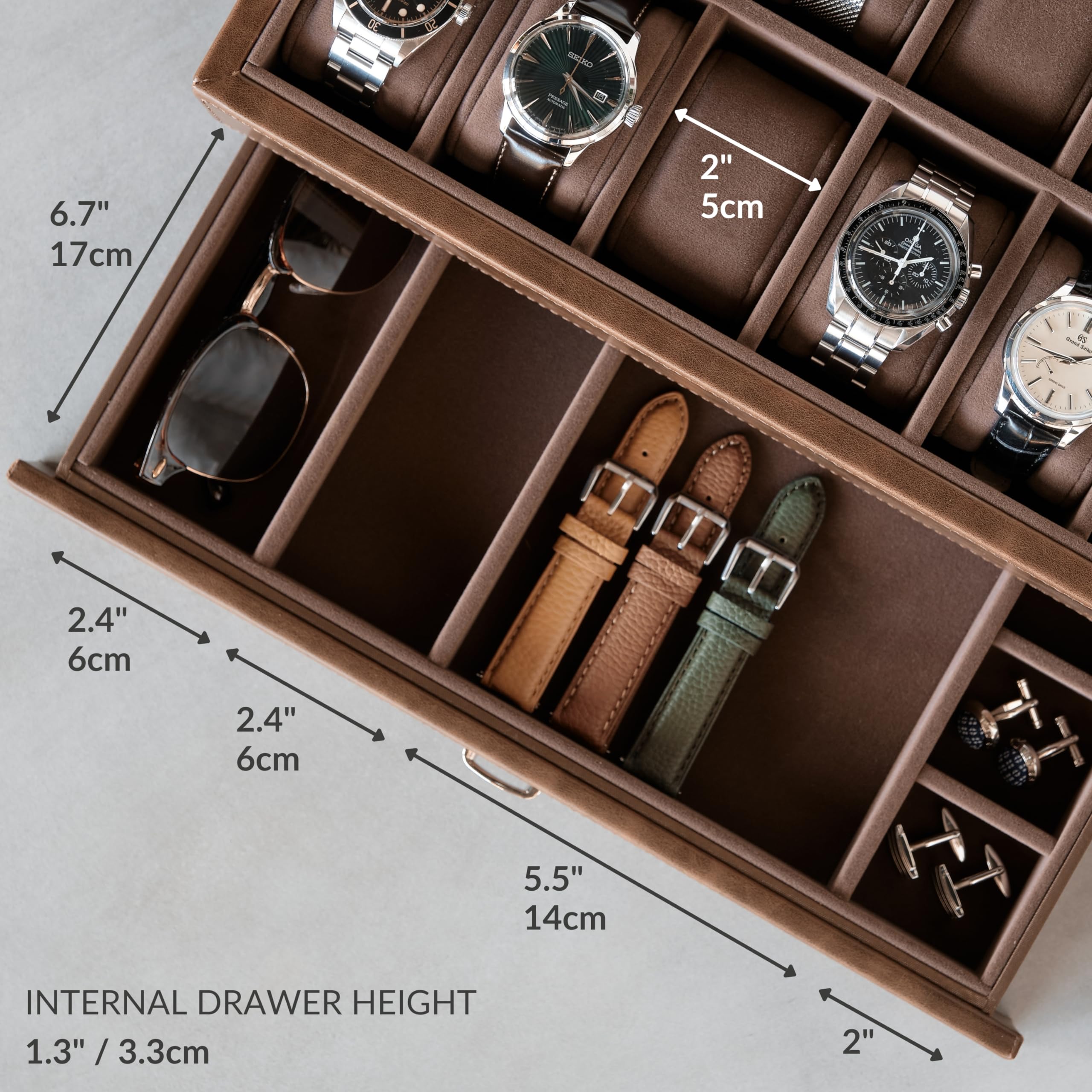 Luxury 12-Slot Watch Box for Men - Premium Watch Storage & Display Case for Home & Travel