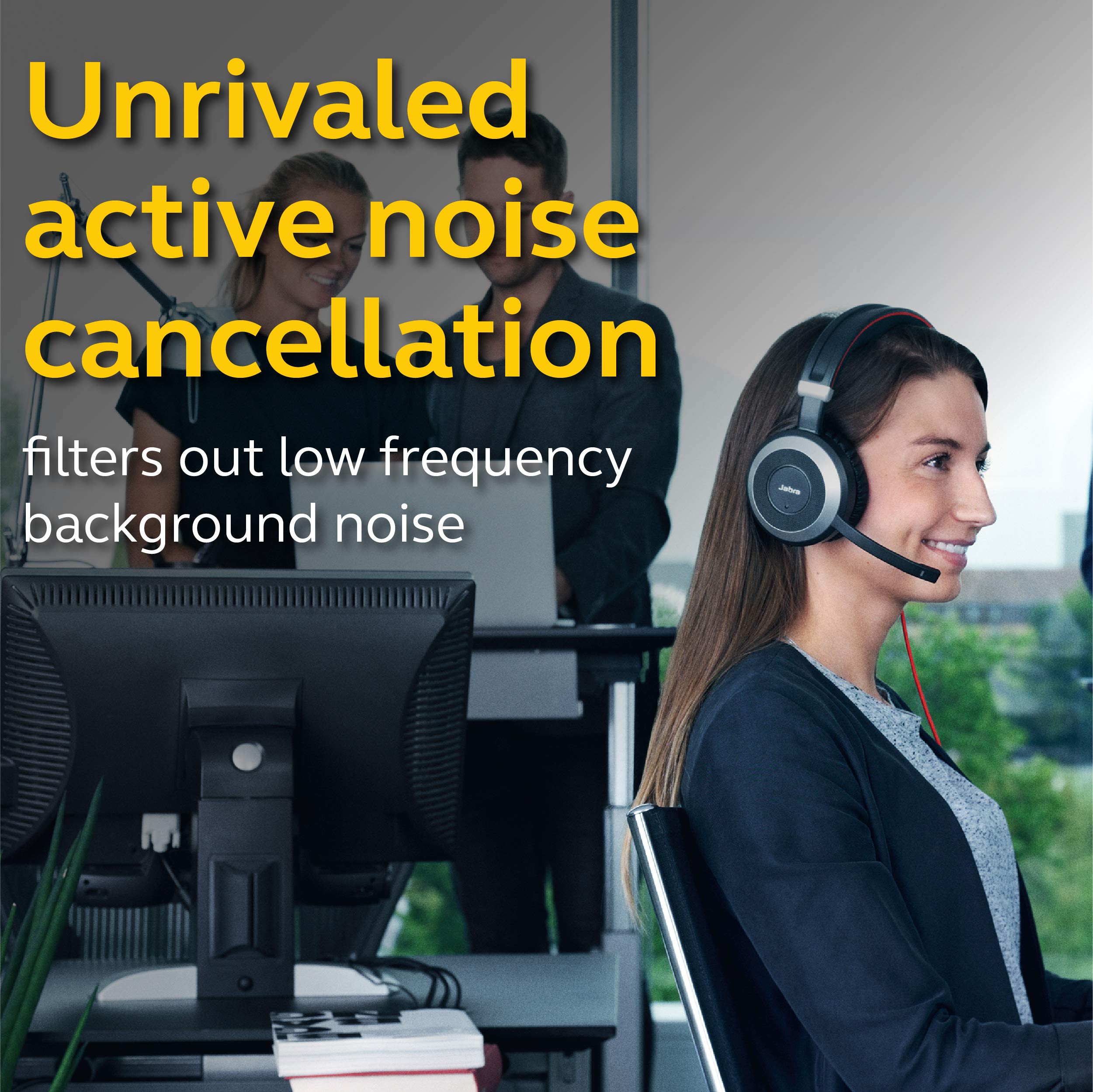 Jabra Evolve 80 MS Stereo USB-C Wired Headset with Noise Cancelling Mic - Professional Office Headphones for Conference Calls, Music & Gaming (Black)