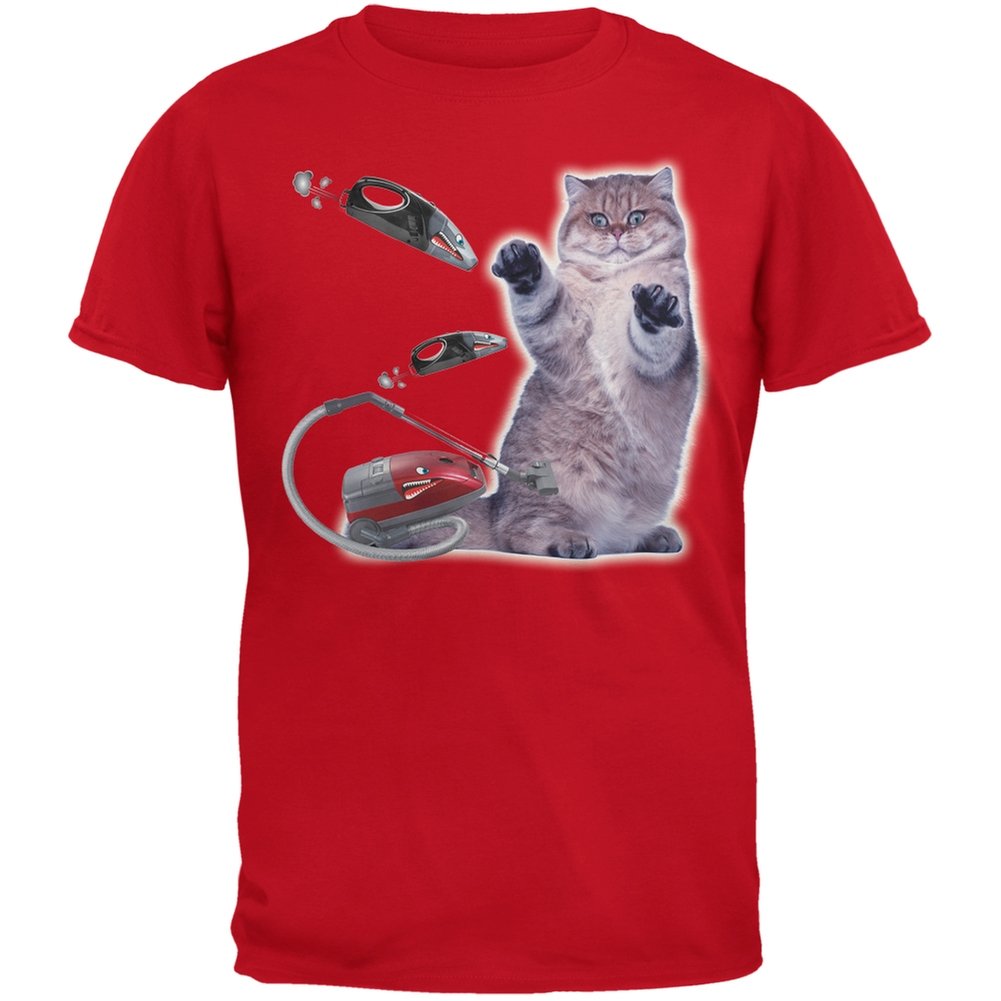 Galaxy Cat Vacuum Red Youth T-Shirt for Casual Wear