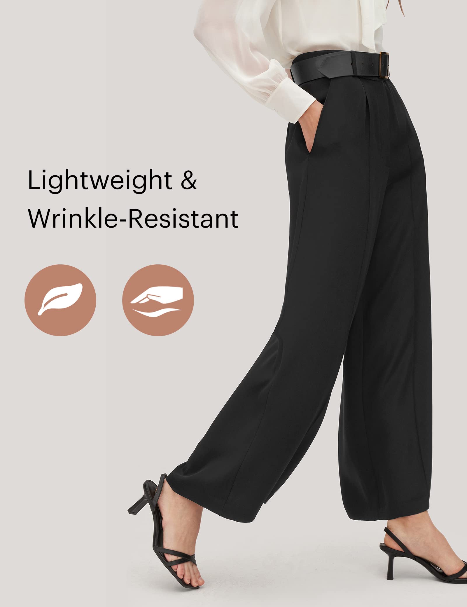 LilySilk 100% Pure 30 Momme Heavy Silk Pants for Women - Wide Leg Lightweight Lounge Trousers for Casual Wear, Travel & Home Comfort