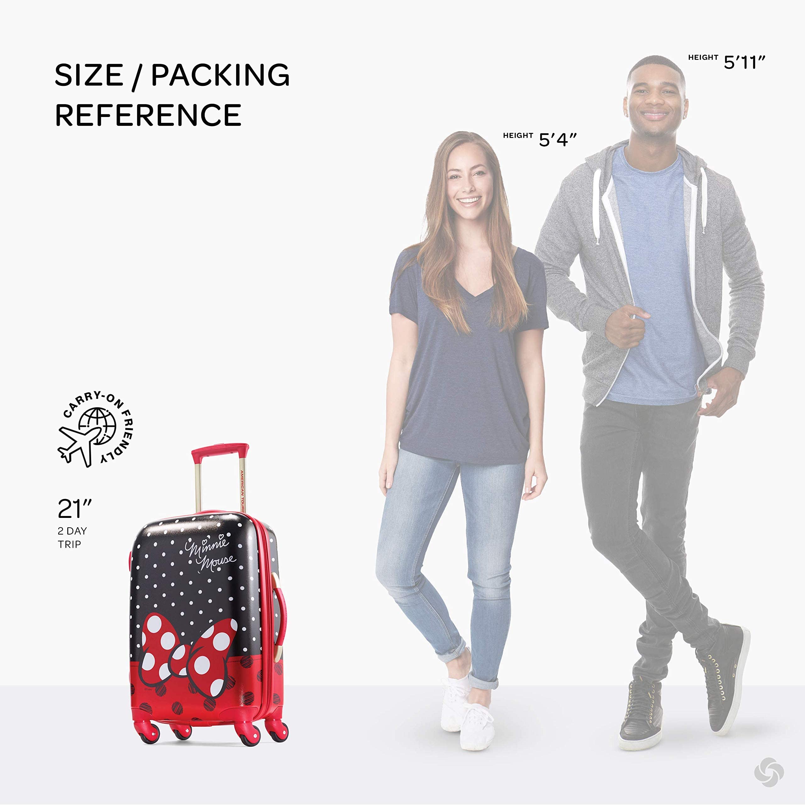 American Tourister Disney Minnie Mouse Red Bow Hardside Spinner Luggage - 28-Inch Checked Large Suitcase for Travel, Vacations & Airplane Trips