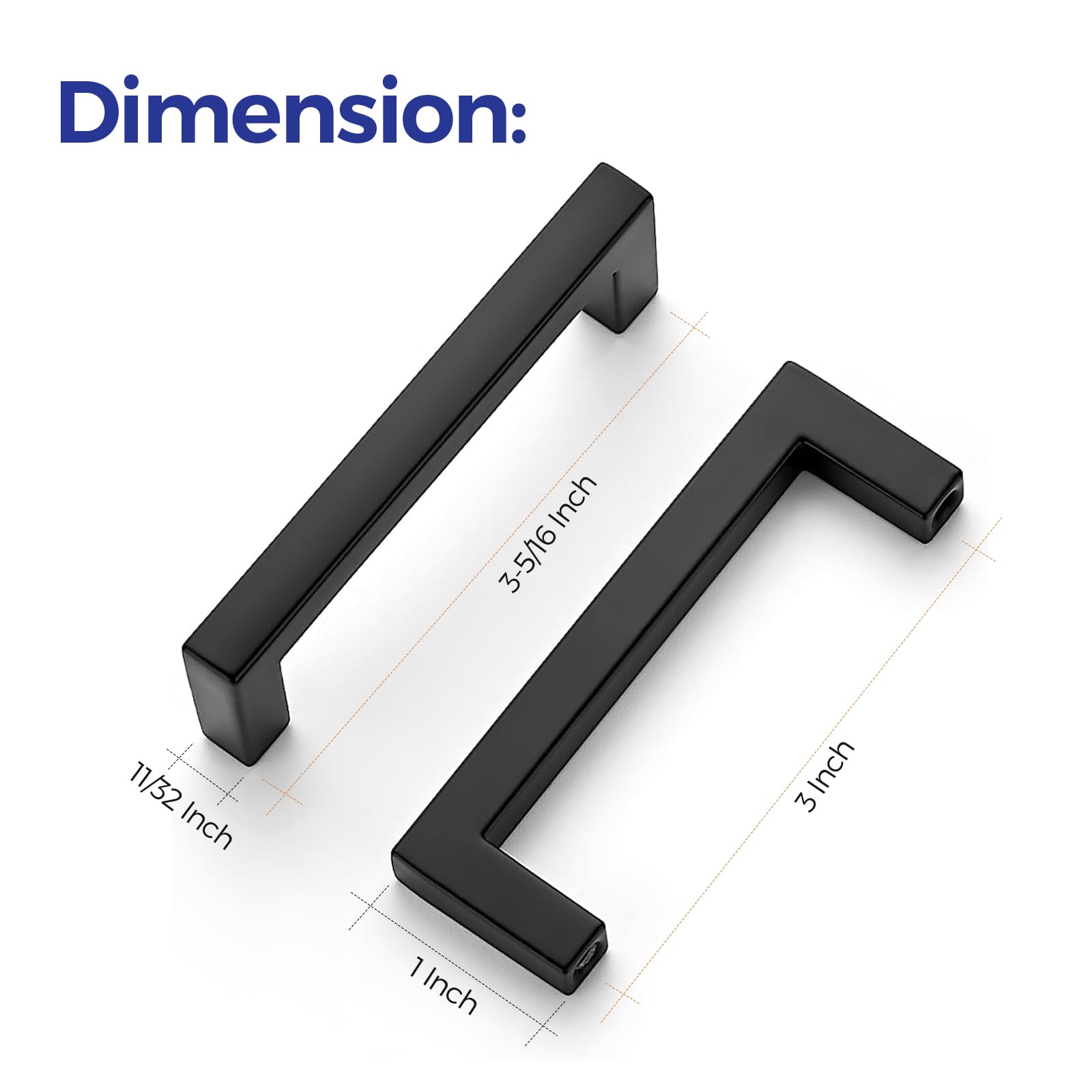 Ravinte 10 Pack Matte Black Kitchen Cabinet Handles - 3 Inch Hole Center Square Bar Pulls for Drawers & Cabinets | Durable Cabinet Hardware for Modern Kitchen, Bathroom & Office Furniture