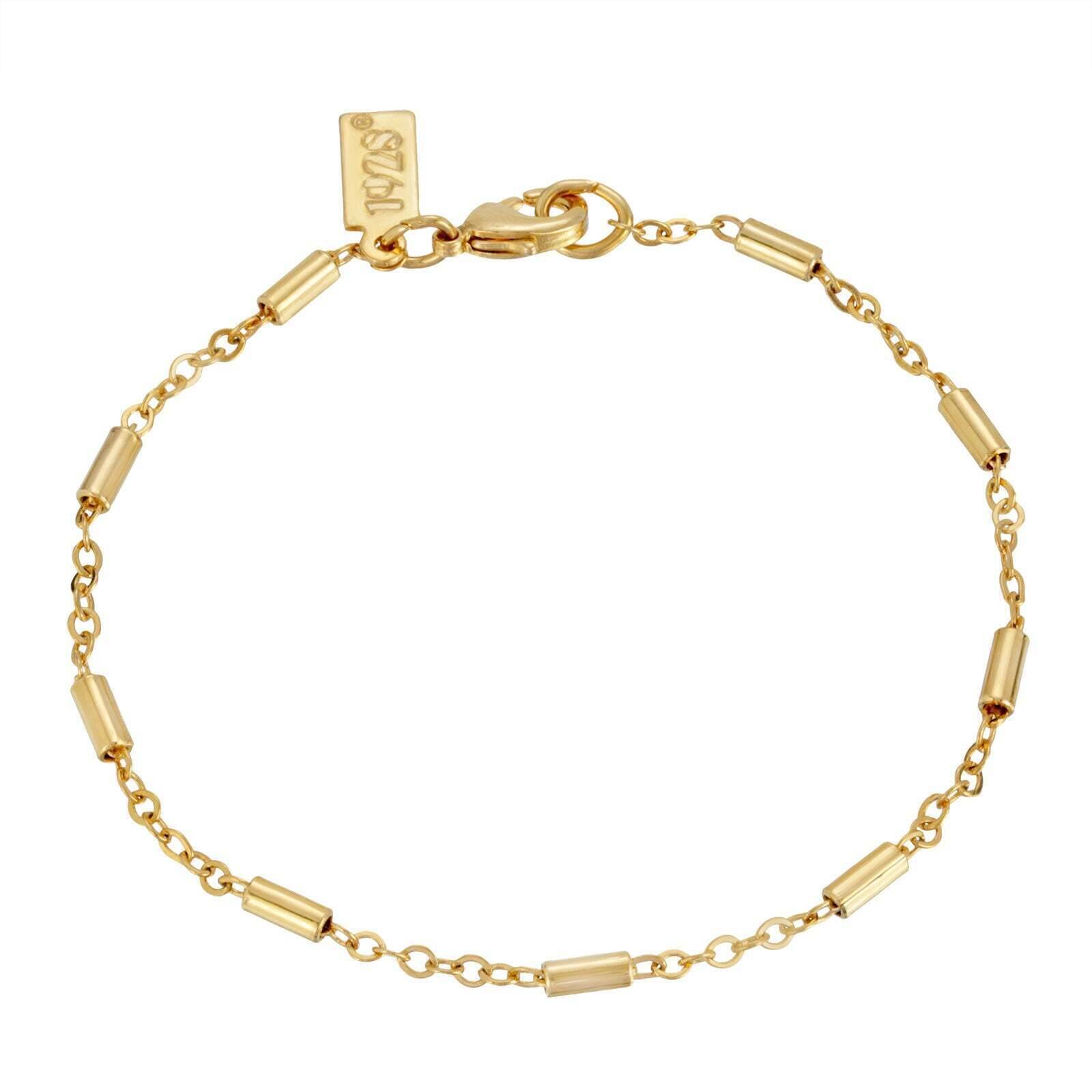 1928 Jewelry Classic Tube and Chain Bracelet 7 Inch - Vintage Style Adjustable Cuff for Women - Perfect for Parties, Weddings & Everyday Wear