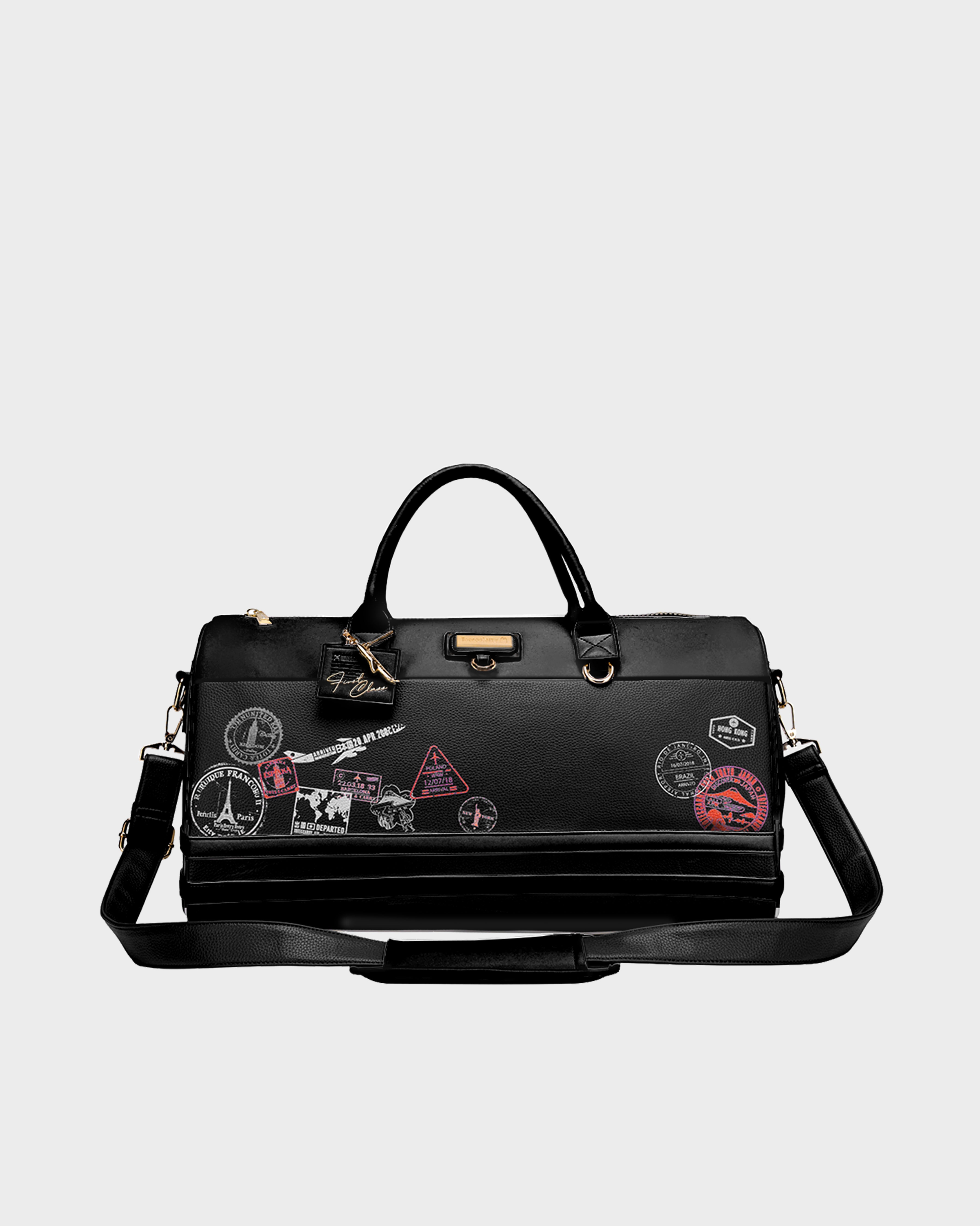 Premium Black Weekender Duffle Bag for Travel & Gym - Water-Resistant Carry-On Luggage with Shoe Compartment | Perfect for Weekend Getaways, Business Trips & Workout Essentials
