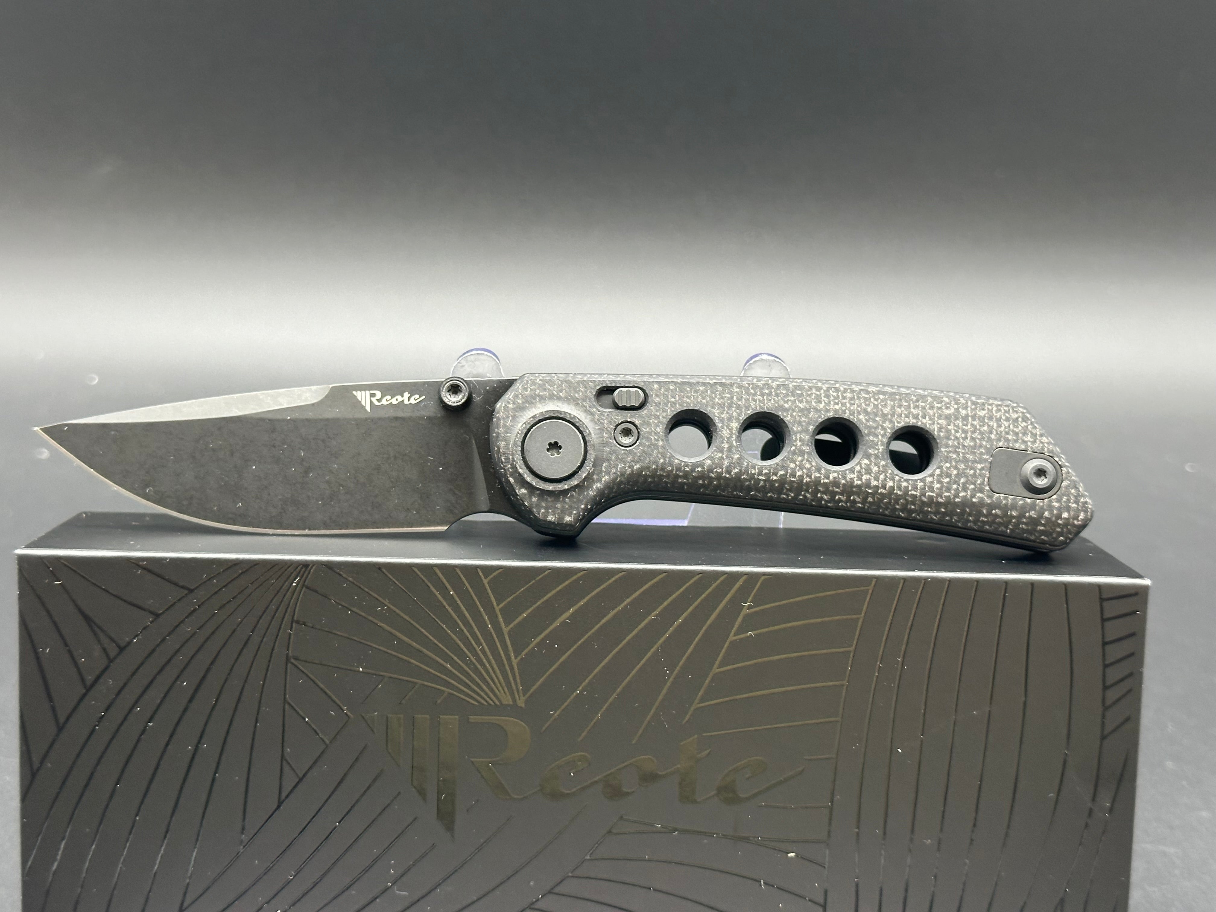 Reate PL XT Drop Point Folding Knife - Black Micarta/G10 Handle, Pocket Knife for Outdoor Camping, Hiking & EDC