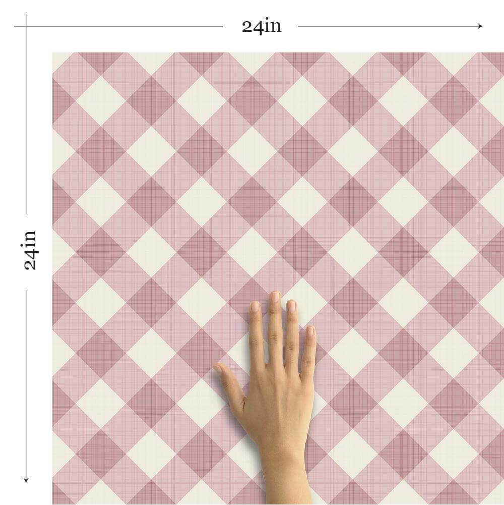 Pink Plaid Peel and Stick Removable Wallpaper - Self-Adhesive Decorative Wall Covering for Bedroom, Nursery & Home Office Decor